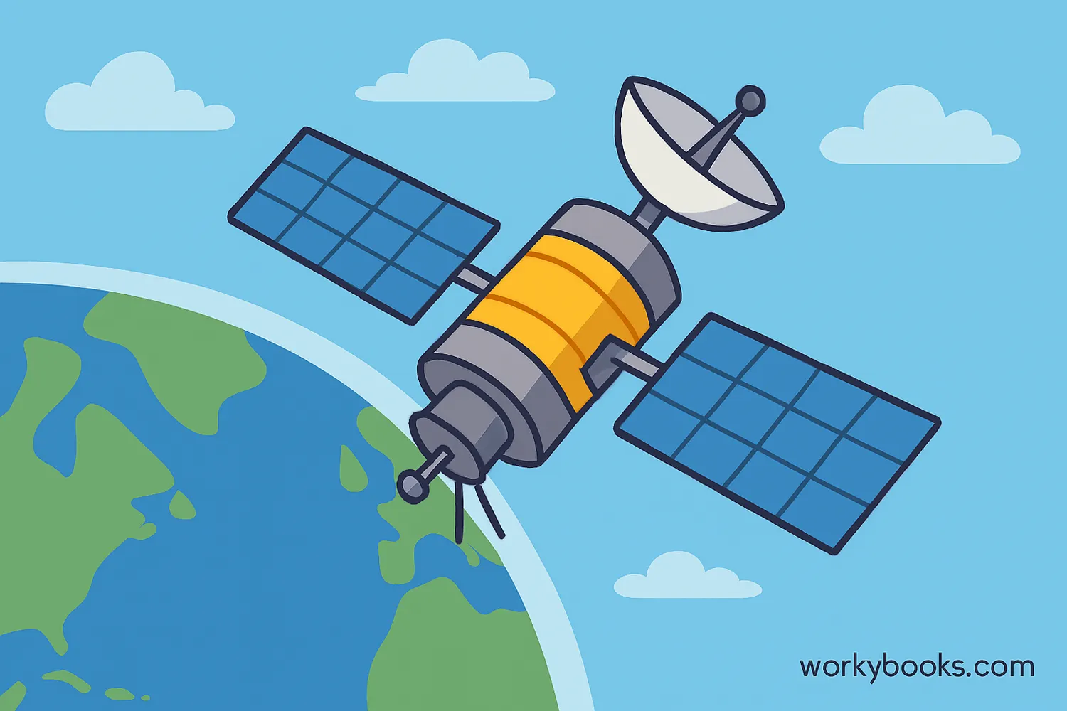 Illustration of a satellite orbiting Earth