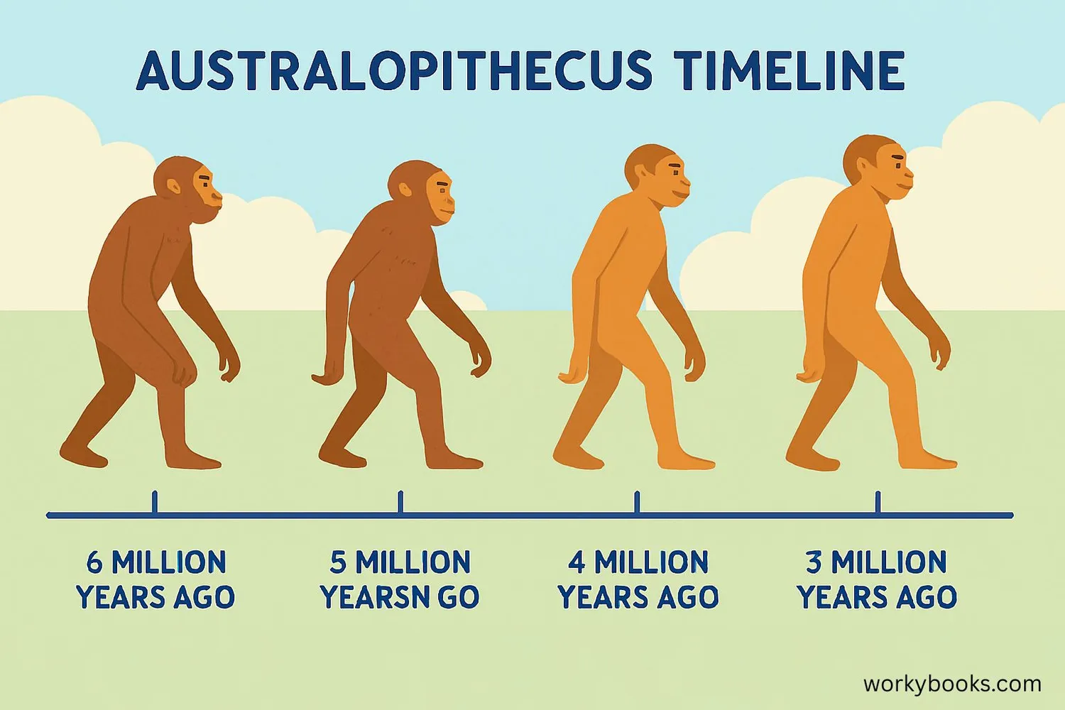 Timeline showing different Australopithecus species