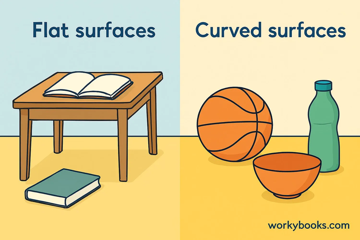 Comparison of flat and curved surfaces