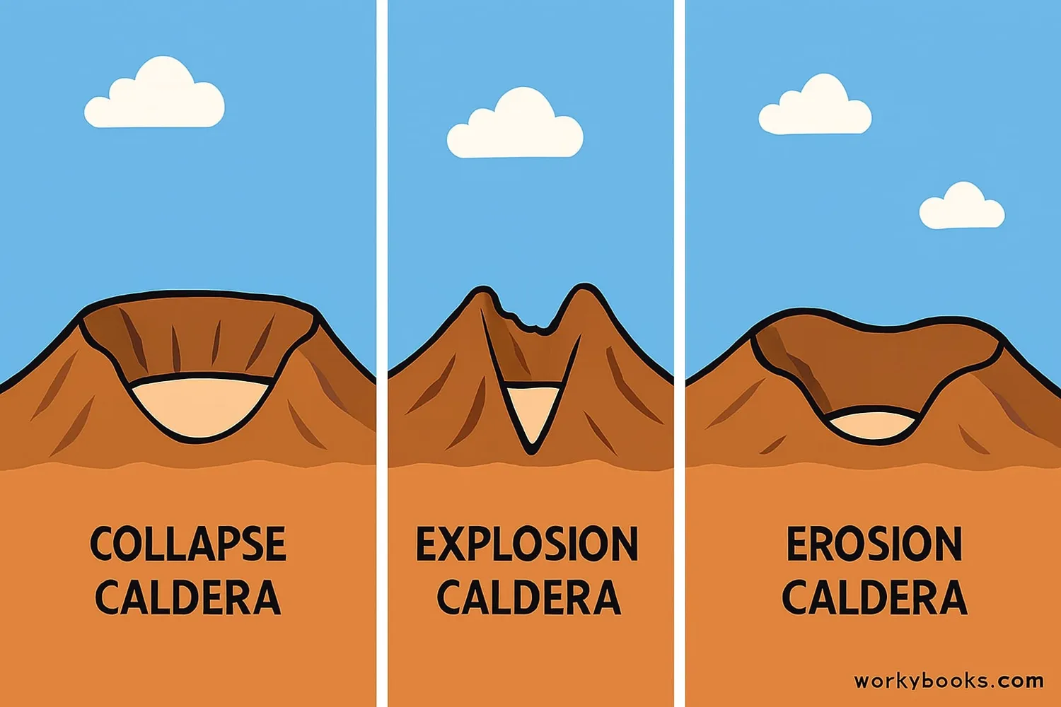 Comparison of different types of calderas