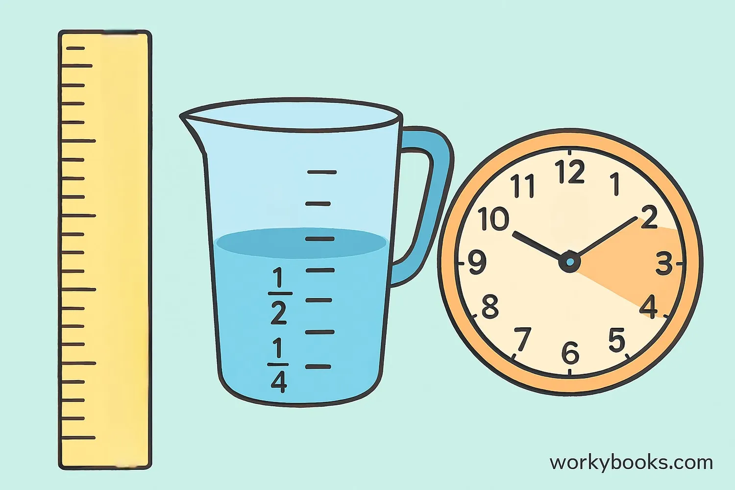 A fraction number line helps visualize parts of a whole