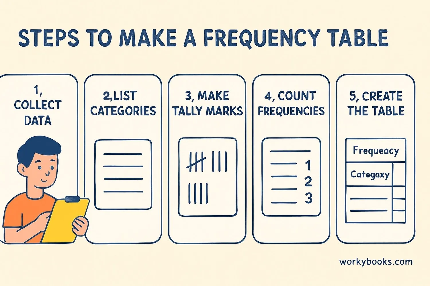 Step-by-step process of creating a frequency table