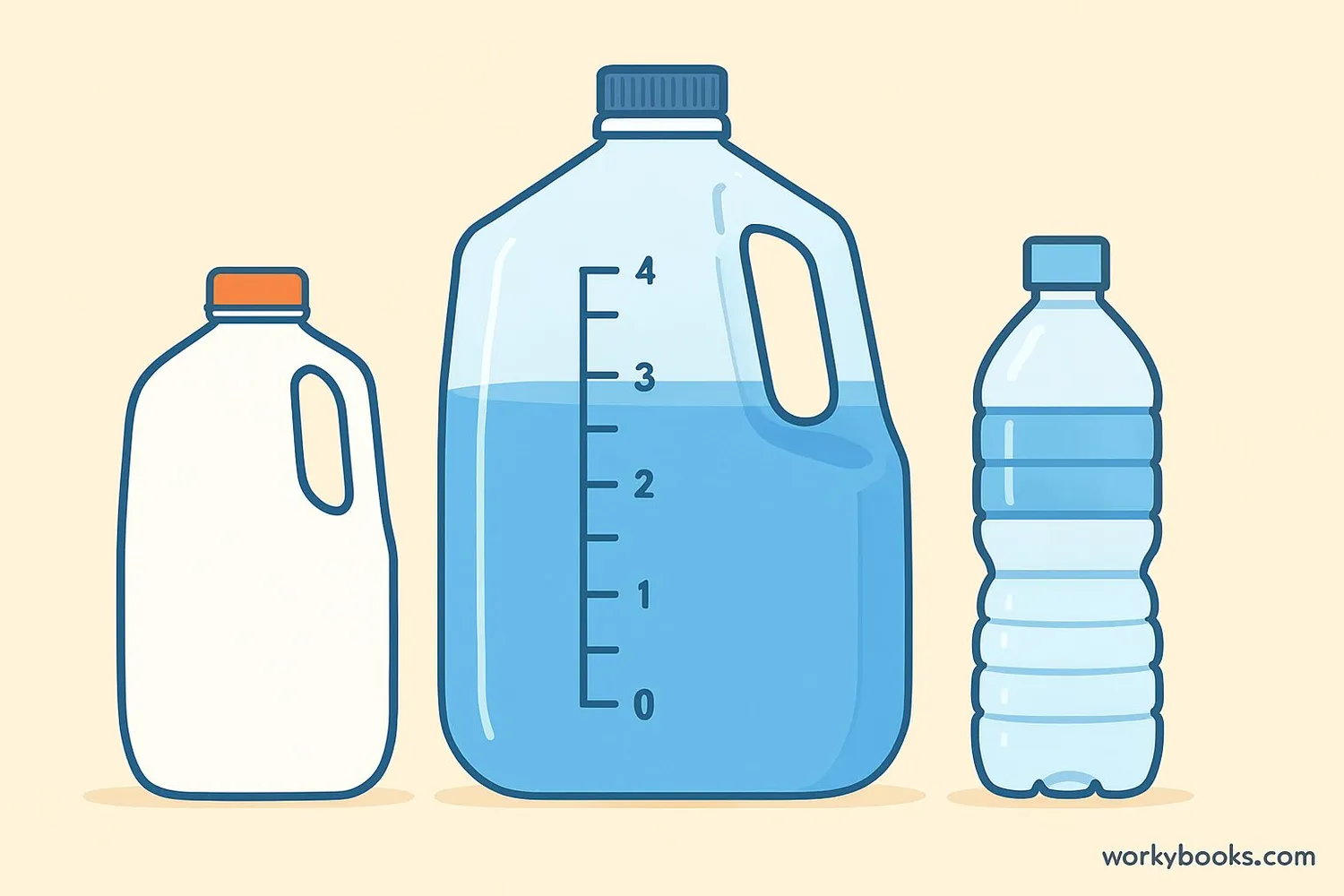 Visual representation of a gallon container with measurements