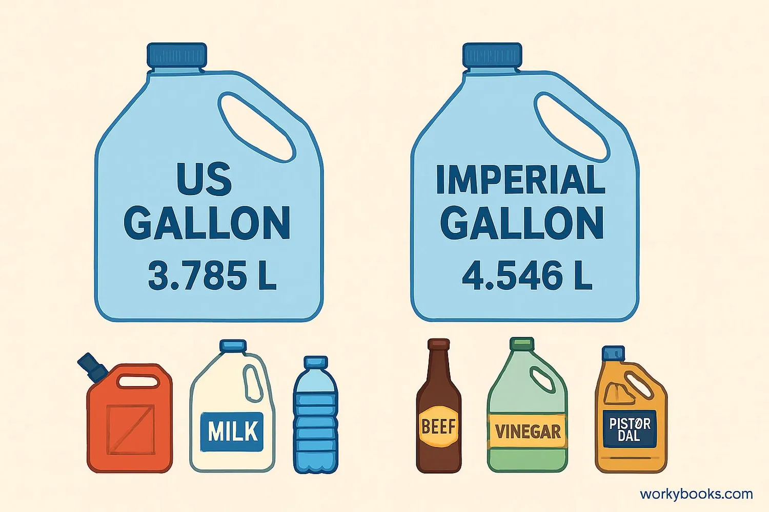 Comparison between US gallon and Imperial gallon