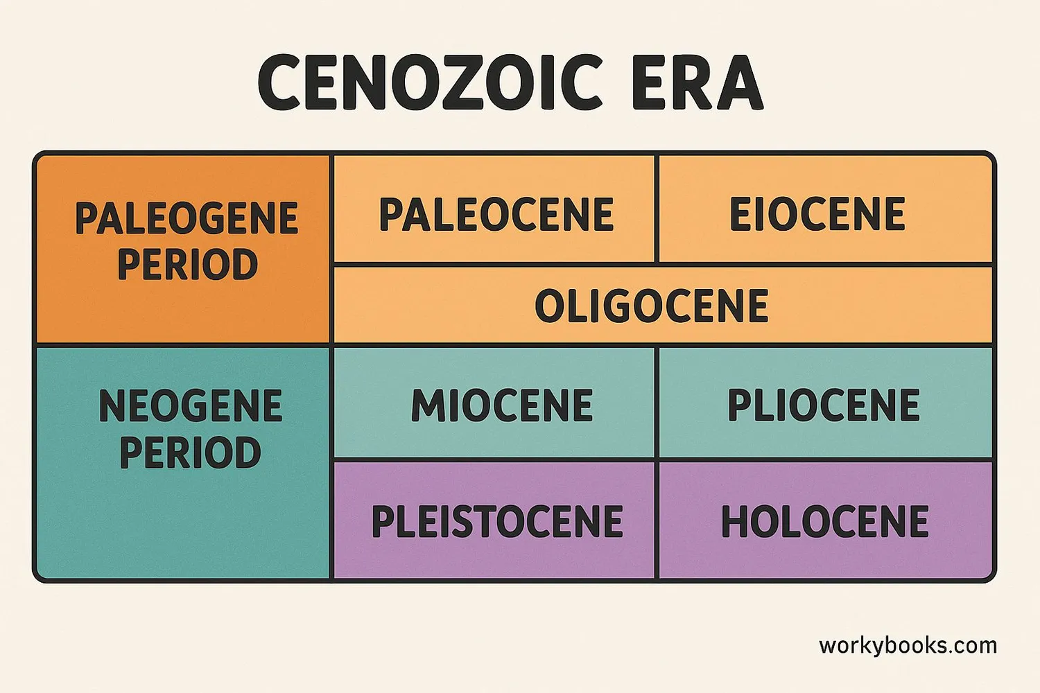 Diagram of the geologic time scale showing eras, periods, and epochs