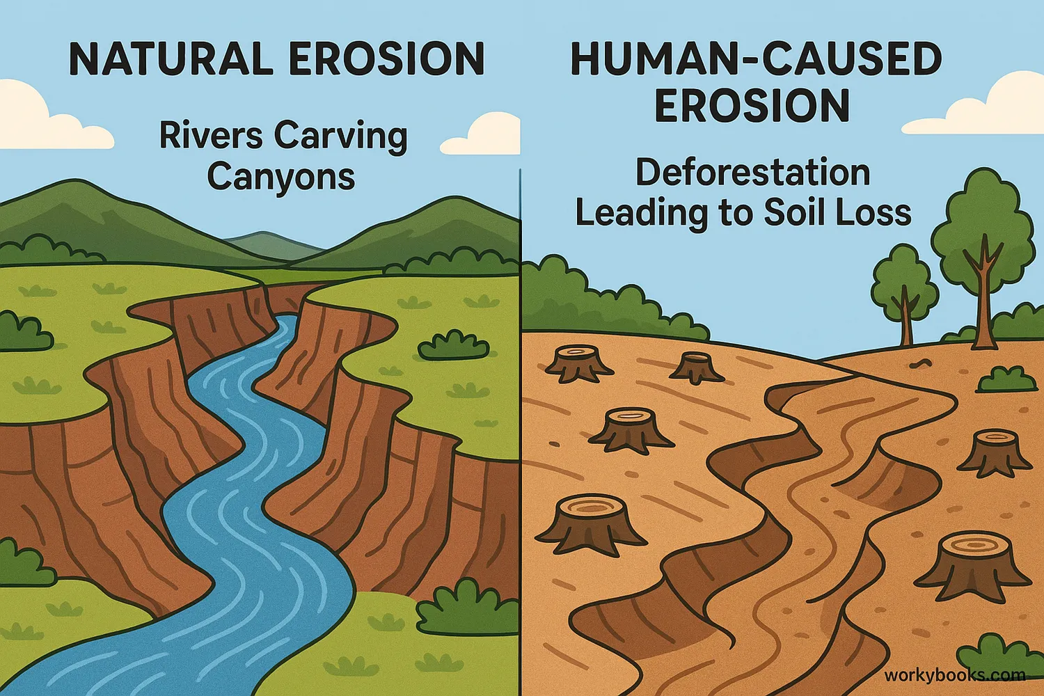 Causes and effects of erosion on landscapes