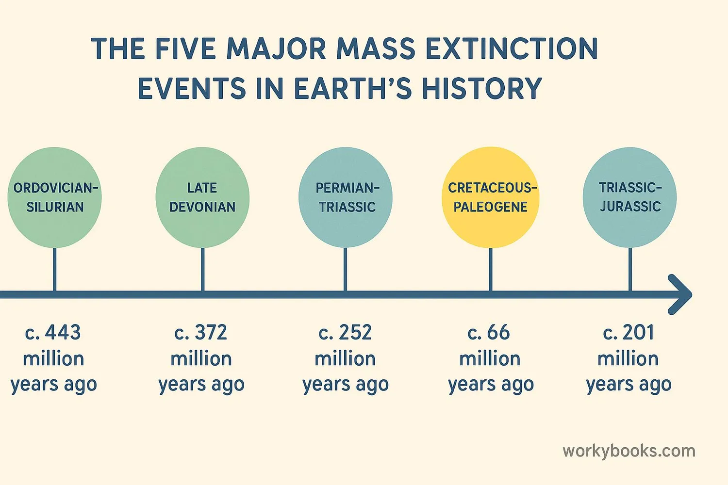 Timeline of the five major mass extinction events