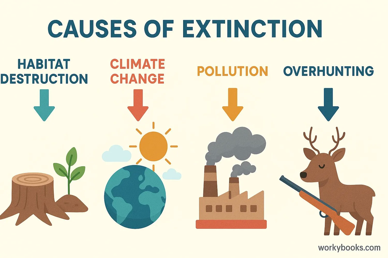 Diagram showing different causes of extinction