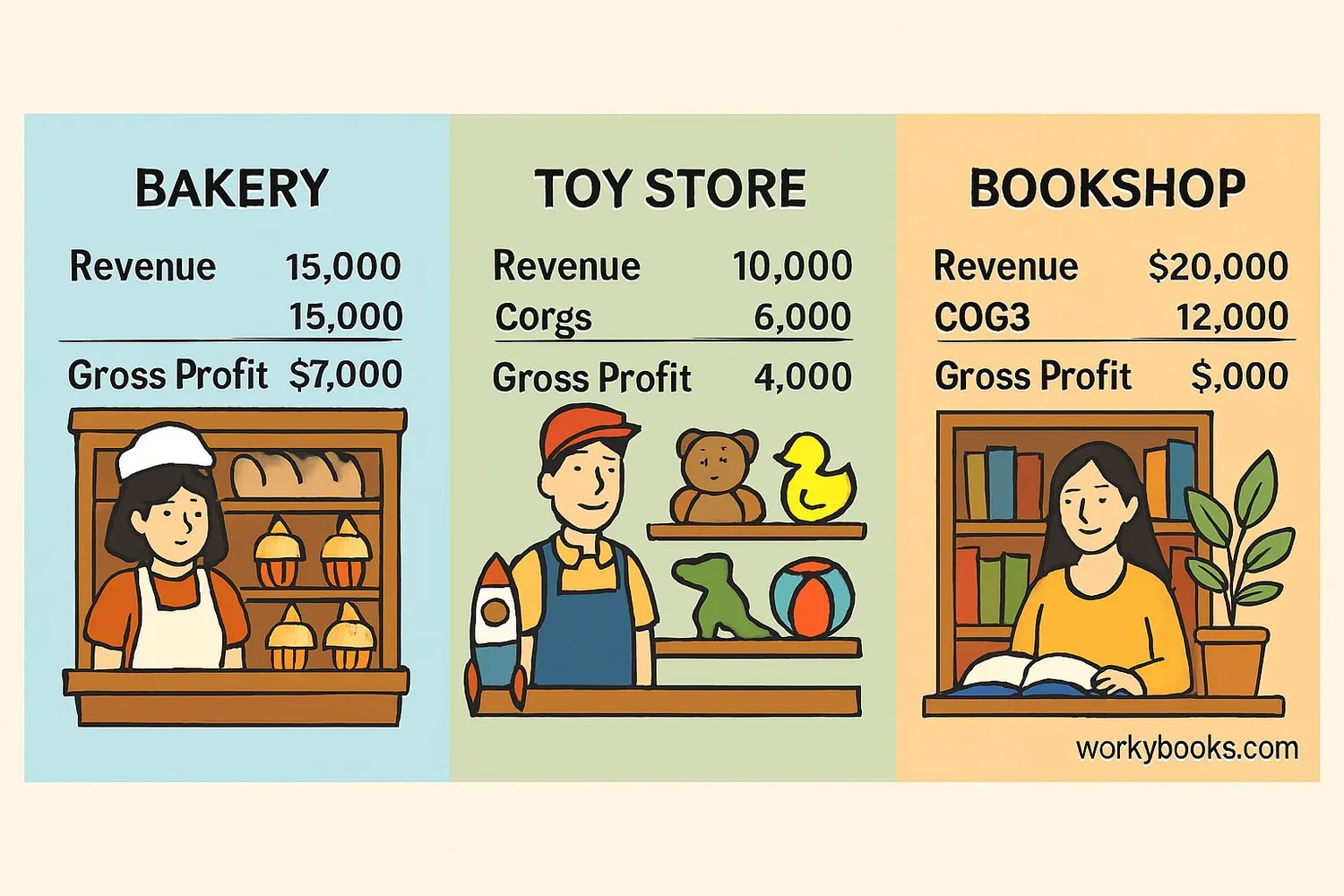 Examples of gross profit calculation in different scenarios