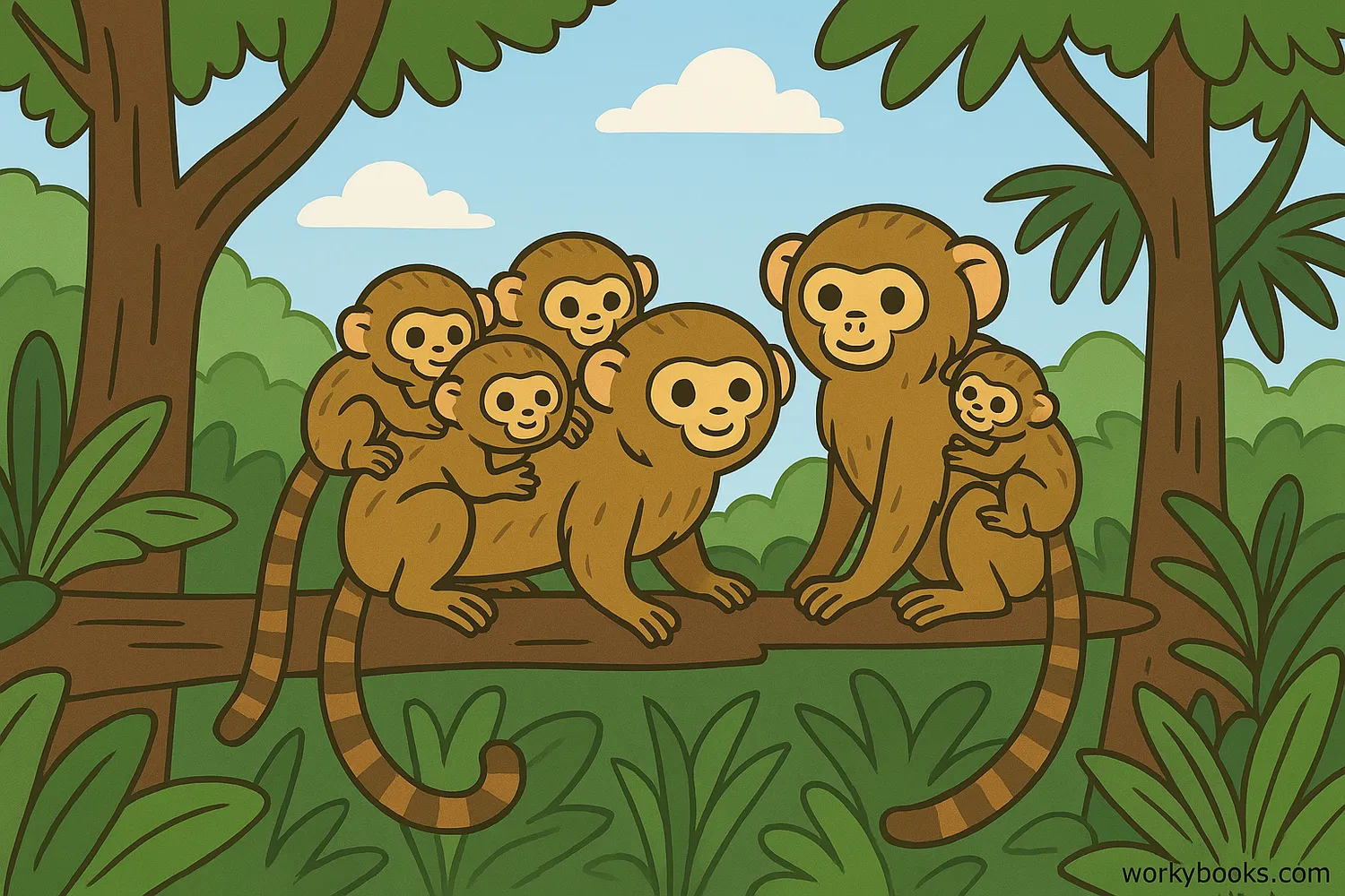 Pygmy marmosets live in family groups and work together
