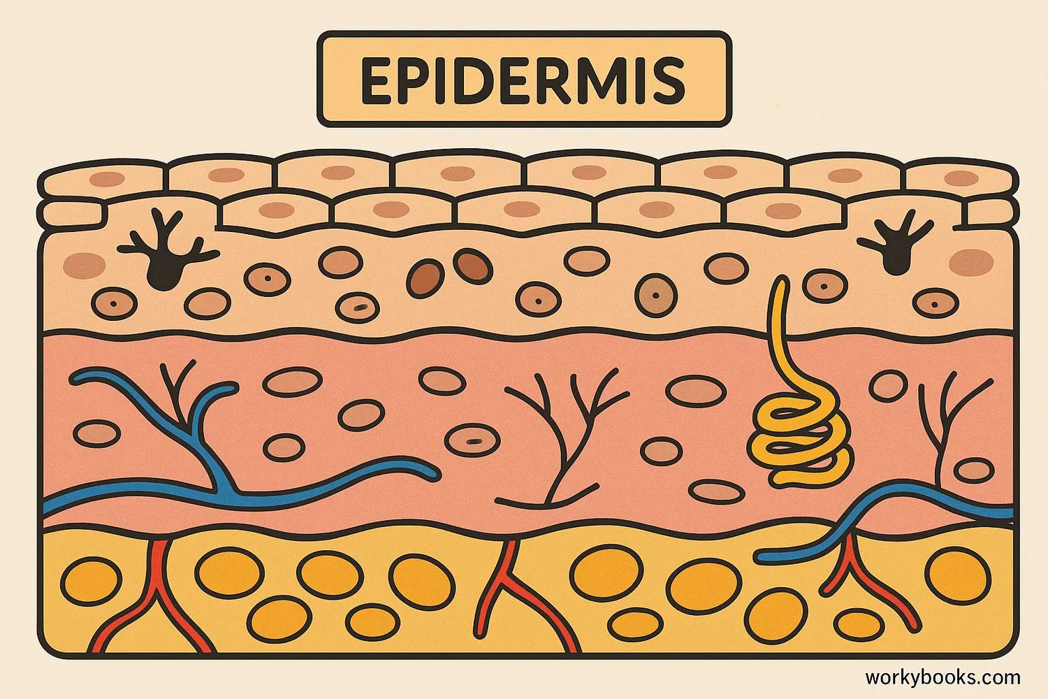 Cross-section diagram of skin showing the epidermis