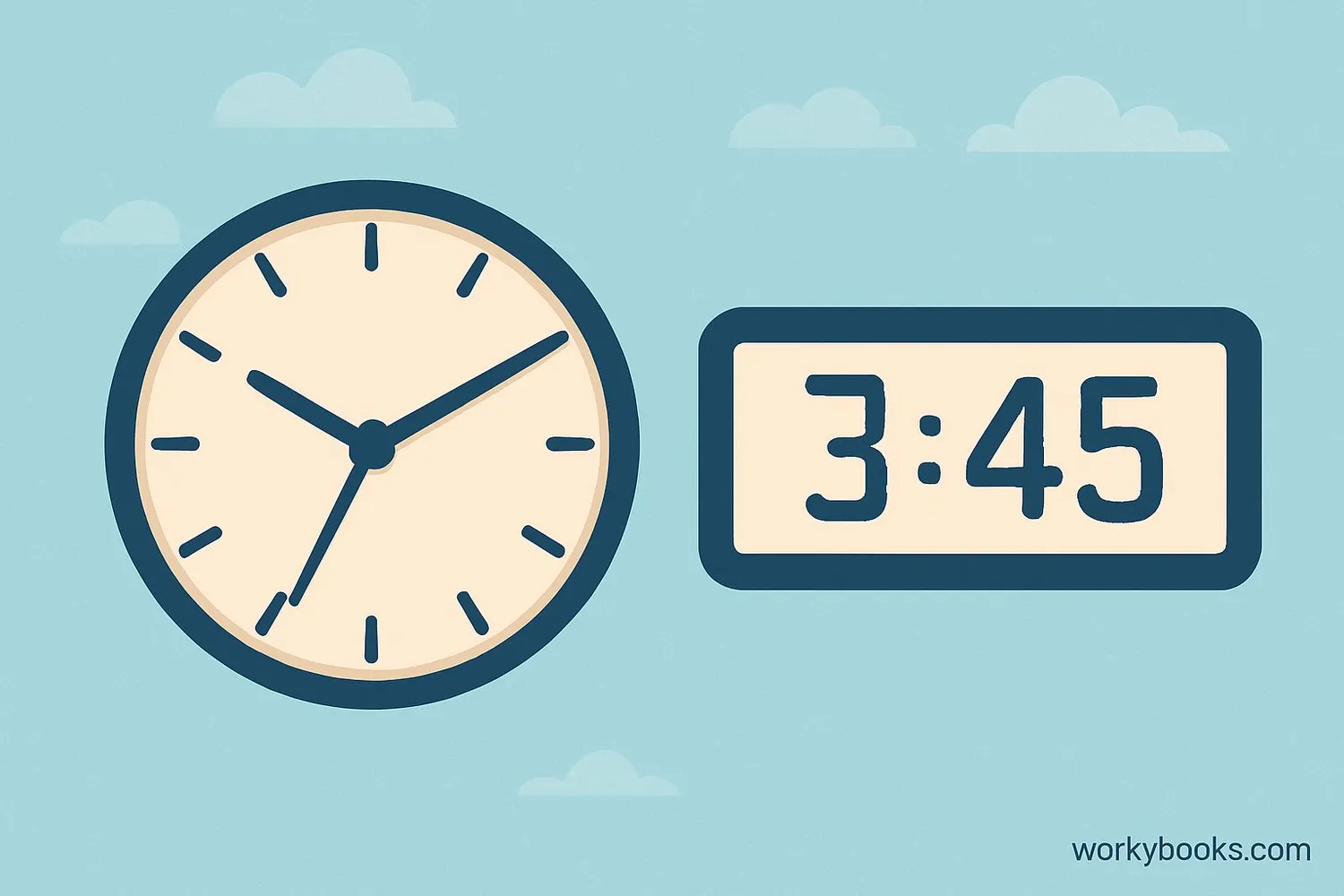 Clock faces showing different times