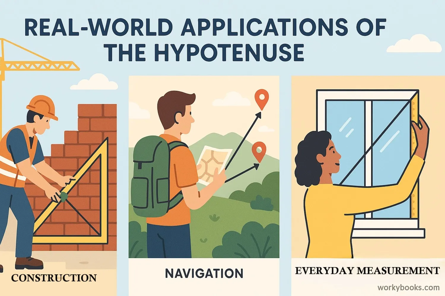 Real-world applications of the hypotenuse in construction, navigation, or everyday measurement.