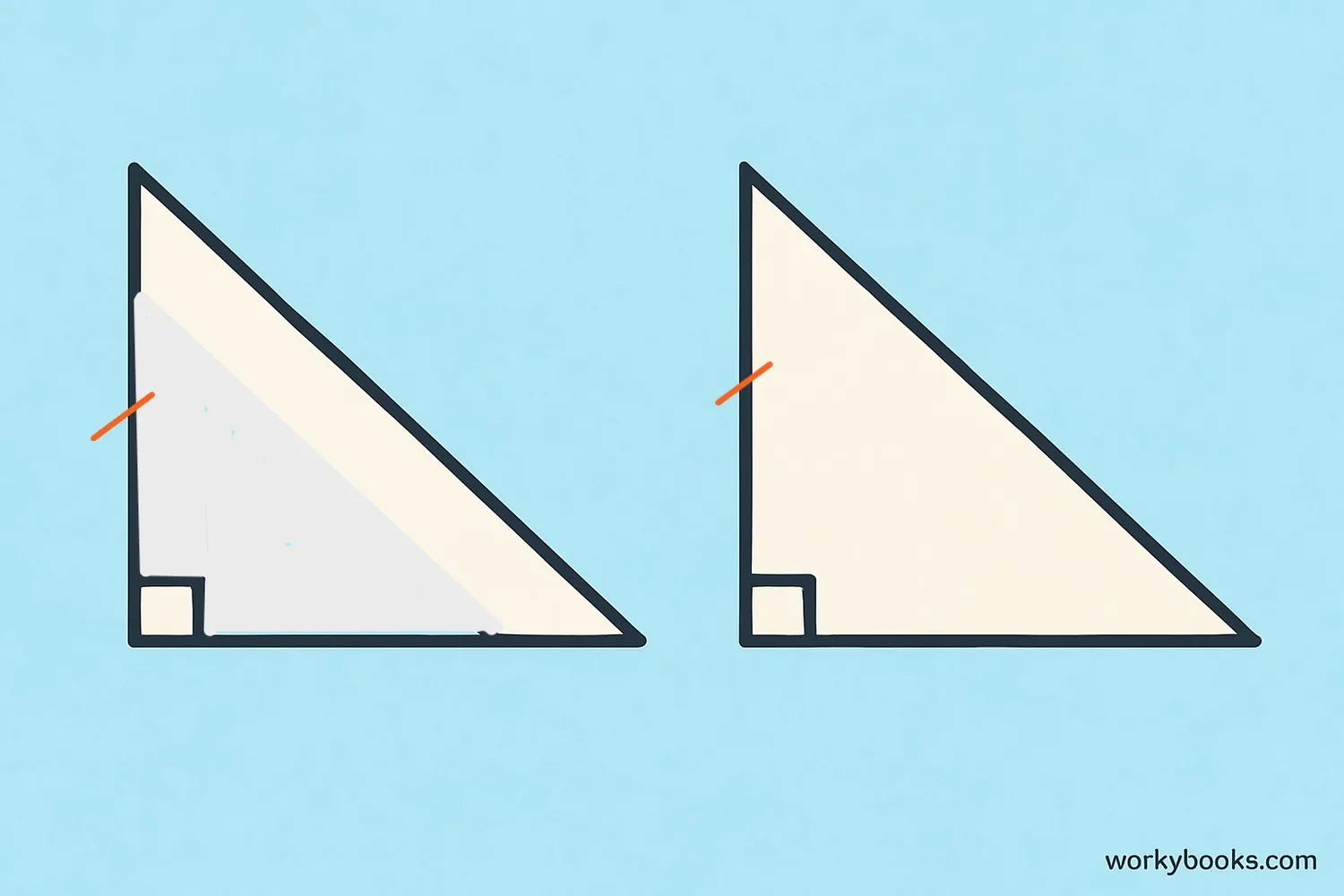Two right triangles with congruent hypotenuse and leg