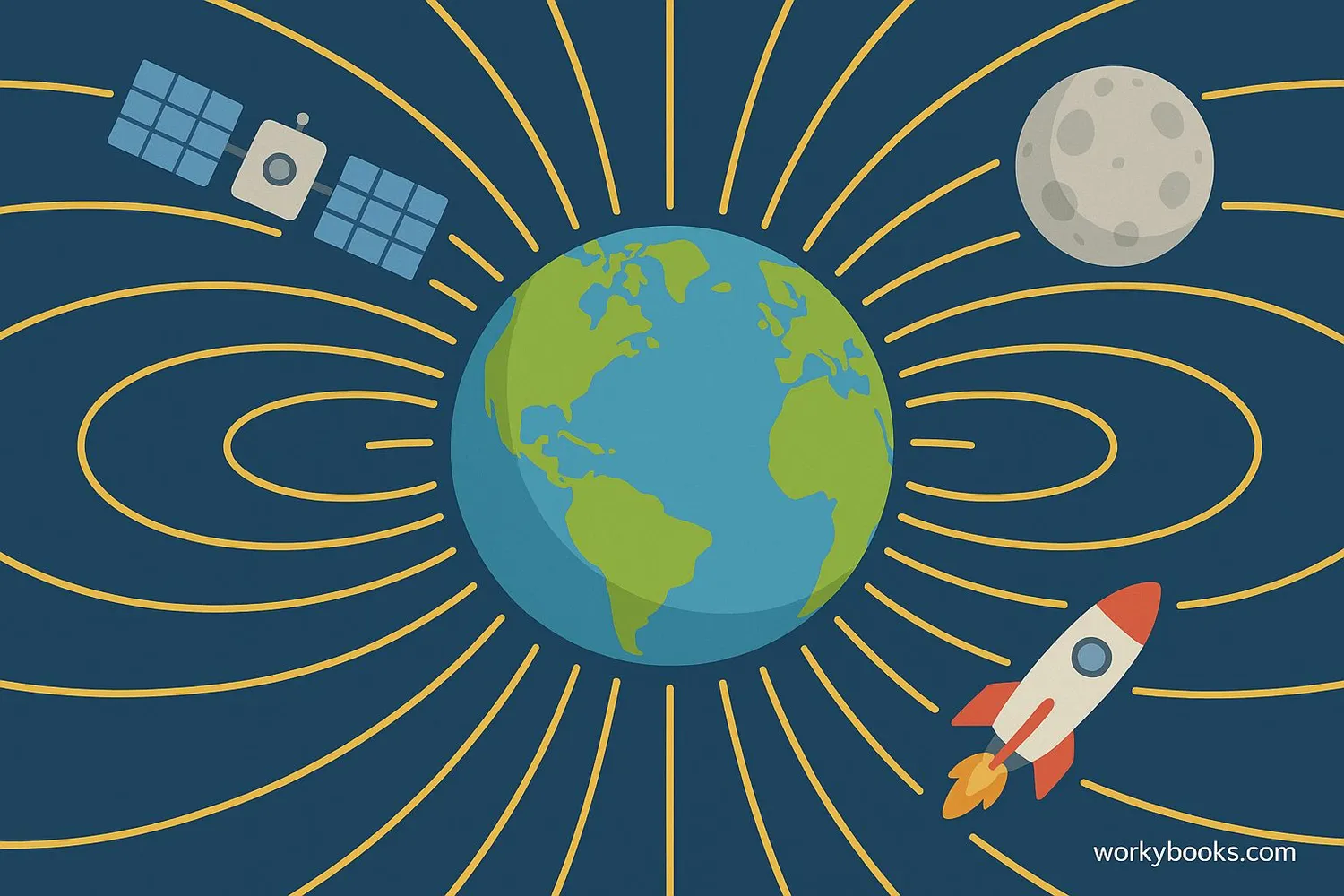 Earth's gravitational field extending into space
