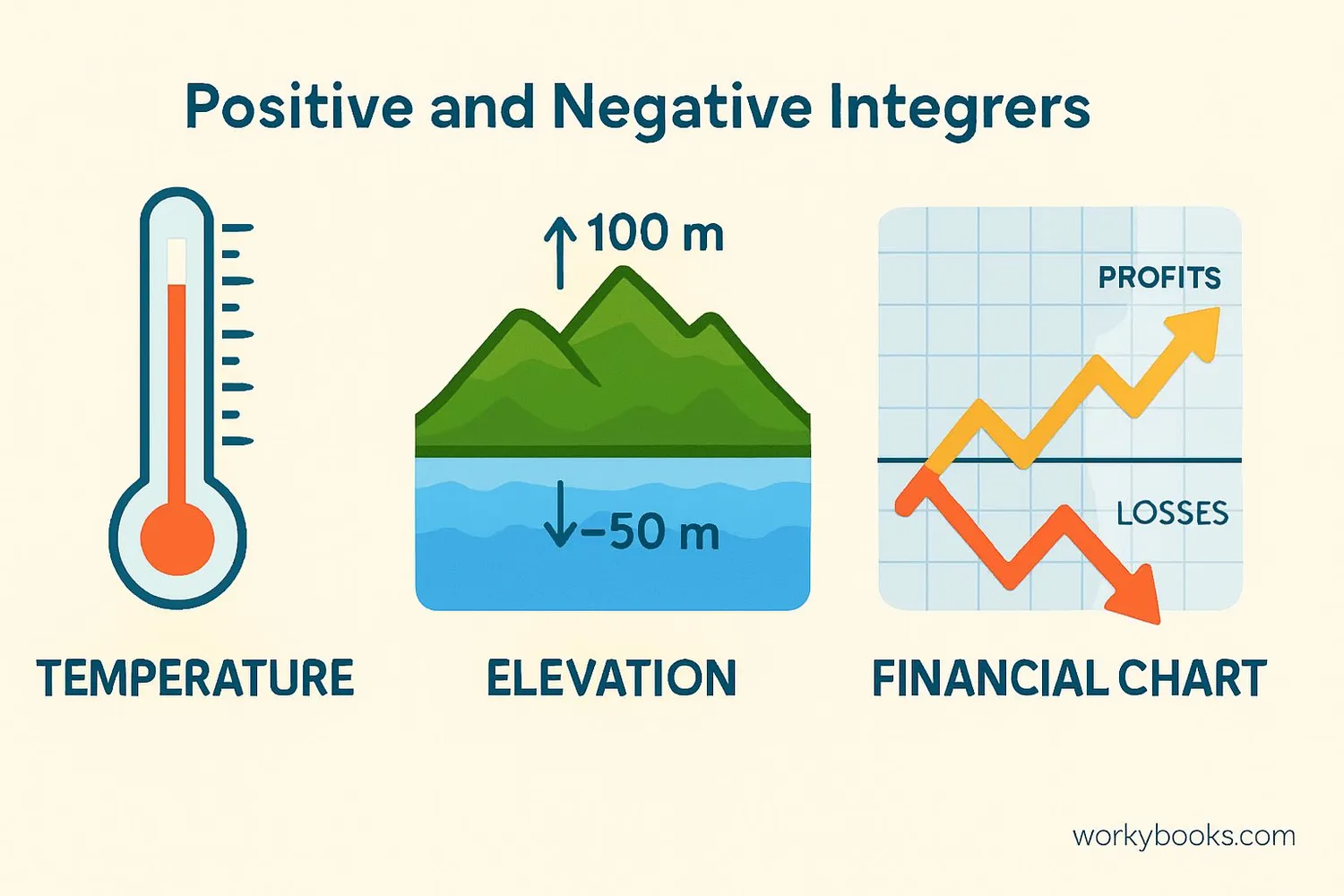 Examples of positive and negative integers in real life