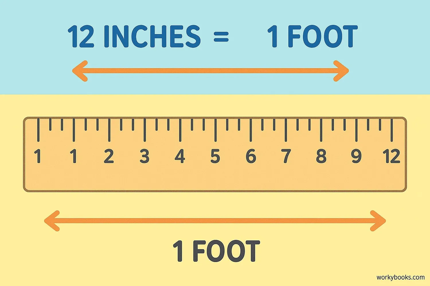 Visual comparison showing the relationship between inches and feet
