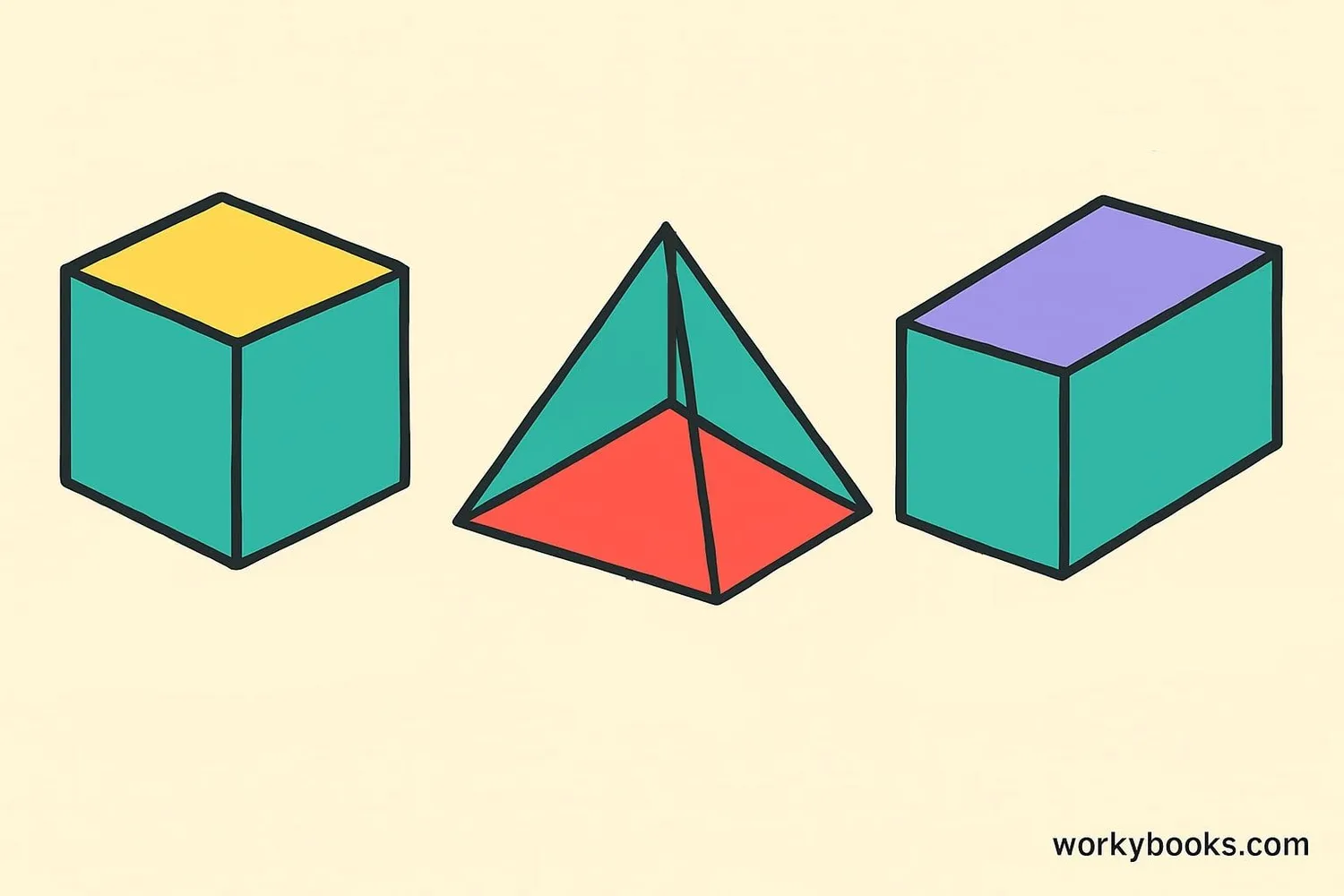 Visual showing lateral faces on different 3D shapes