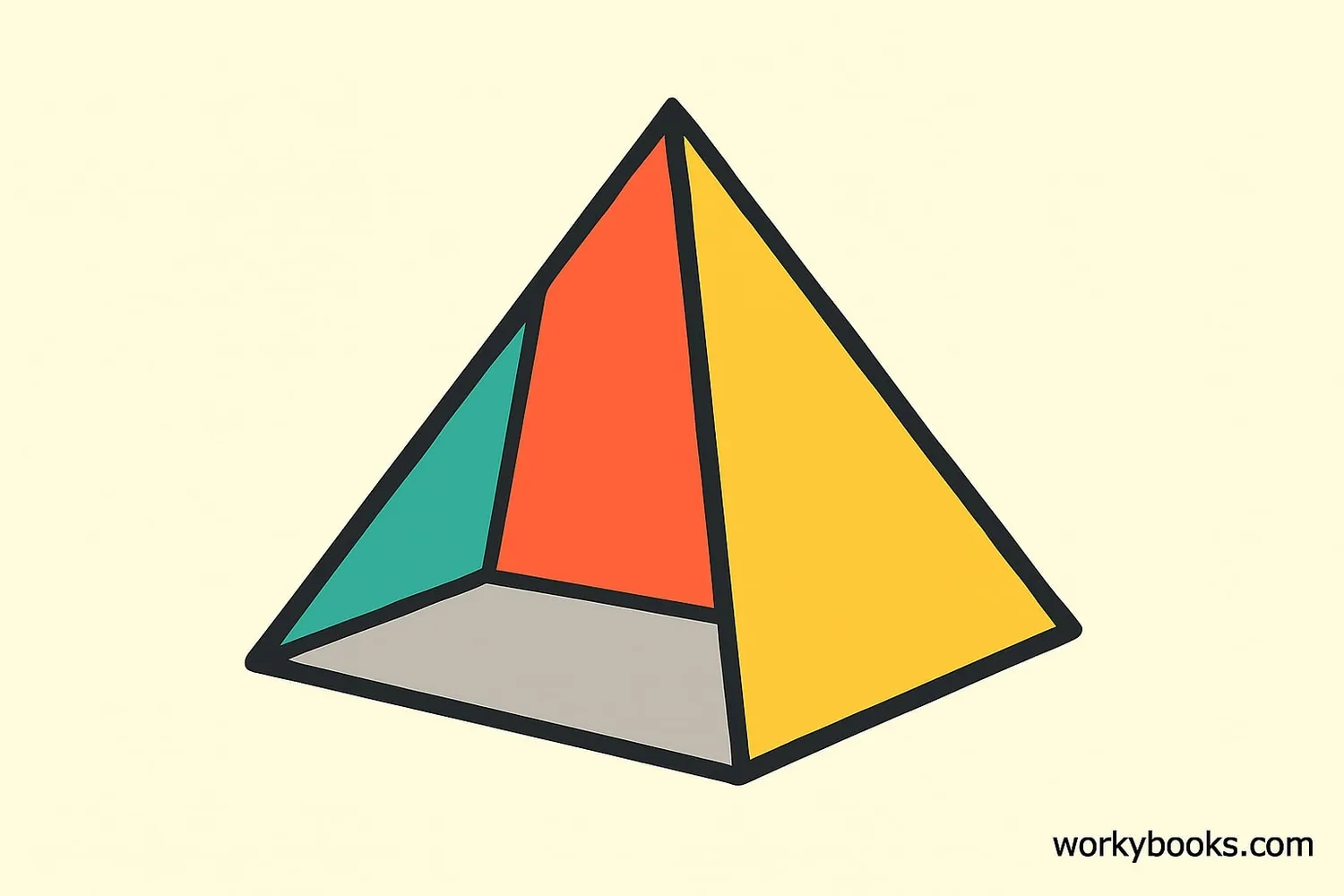 Square pyramid with lateral faces highlighted