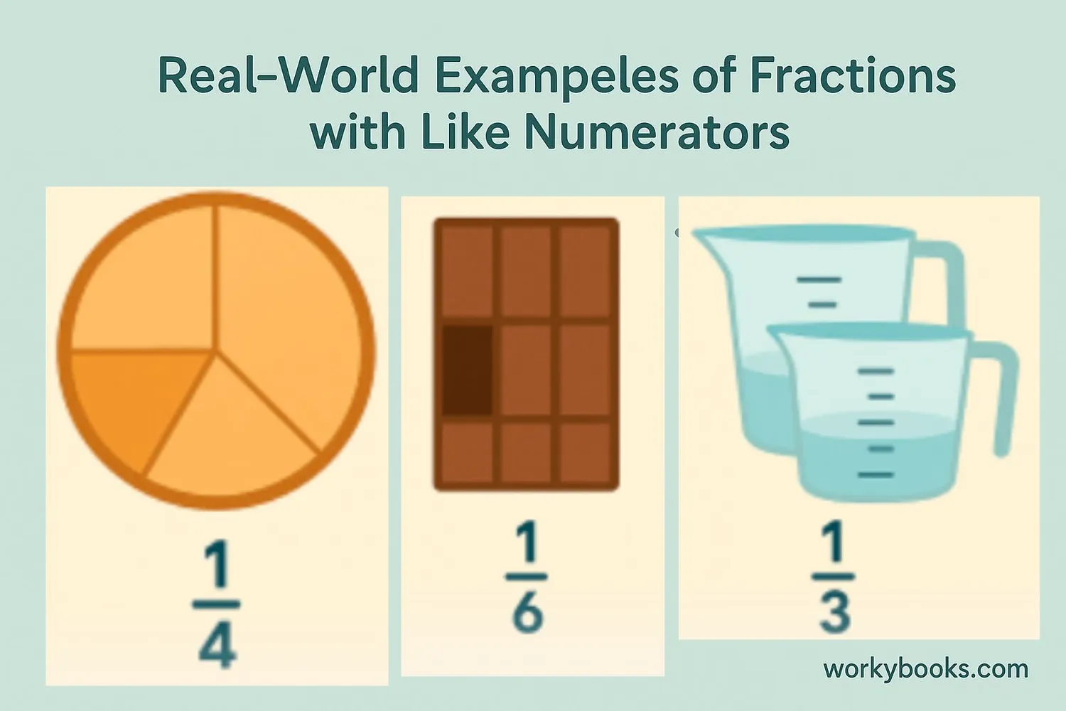 Visual representation of ordering fractions with like numerators