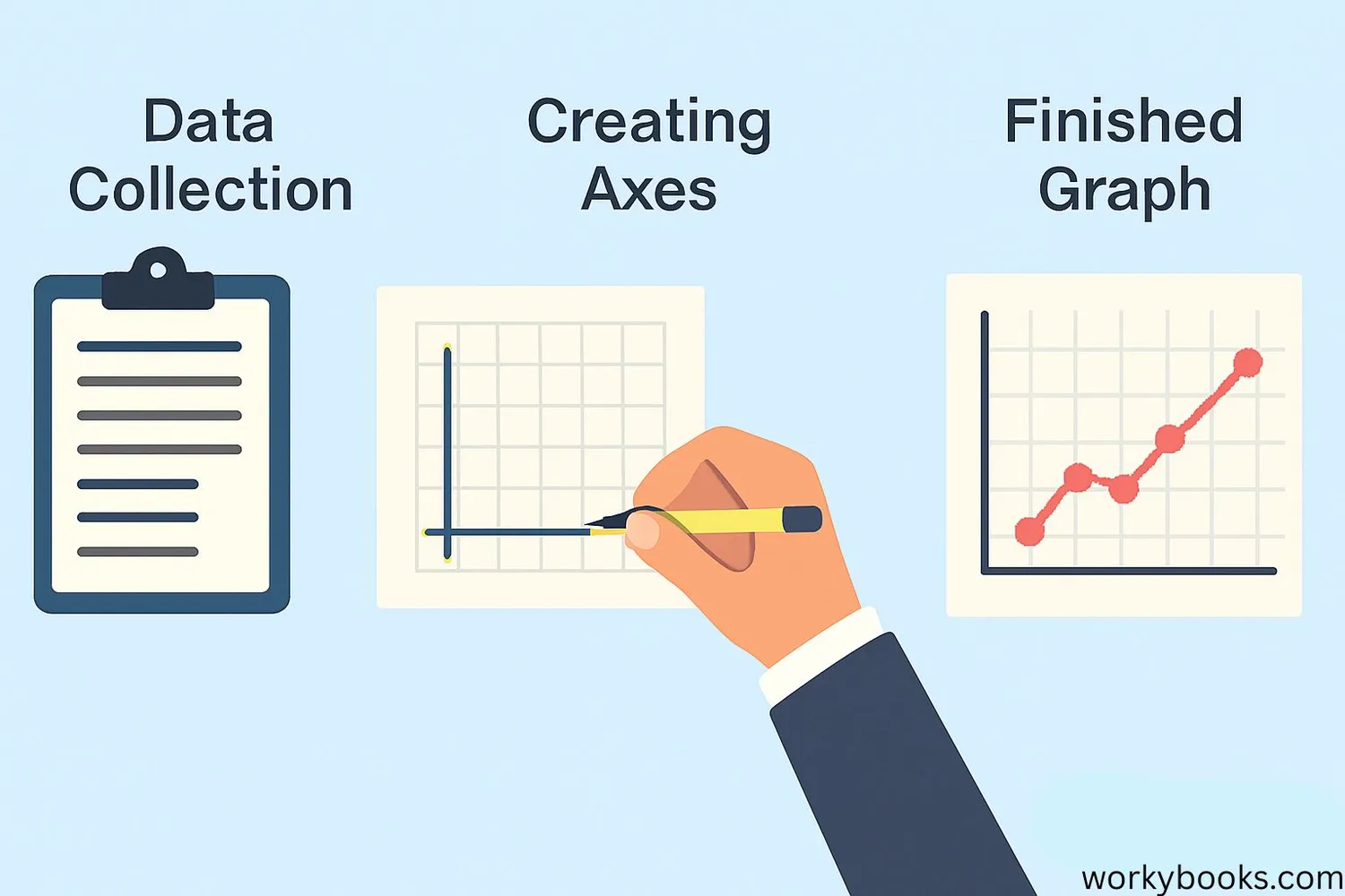 Step-by-step process of creating a line graph