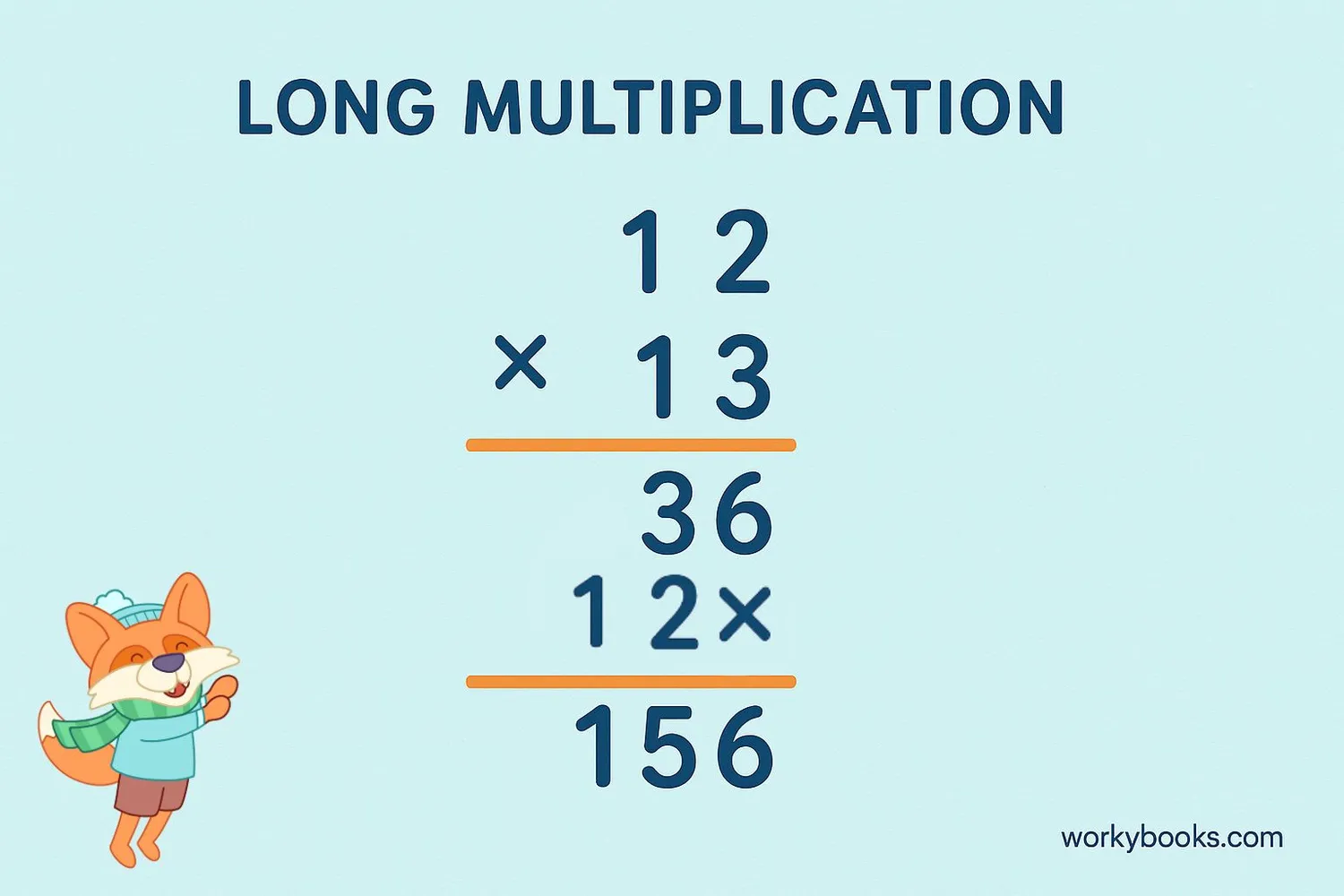 Visual explanation of long multiplication with examples