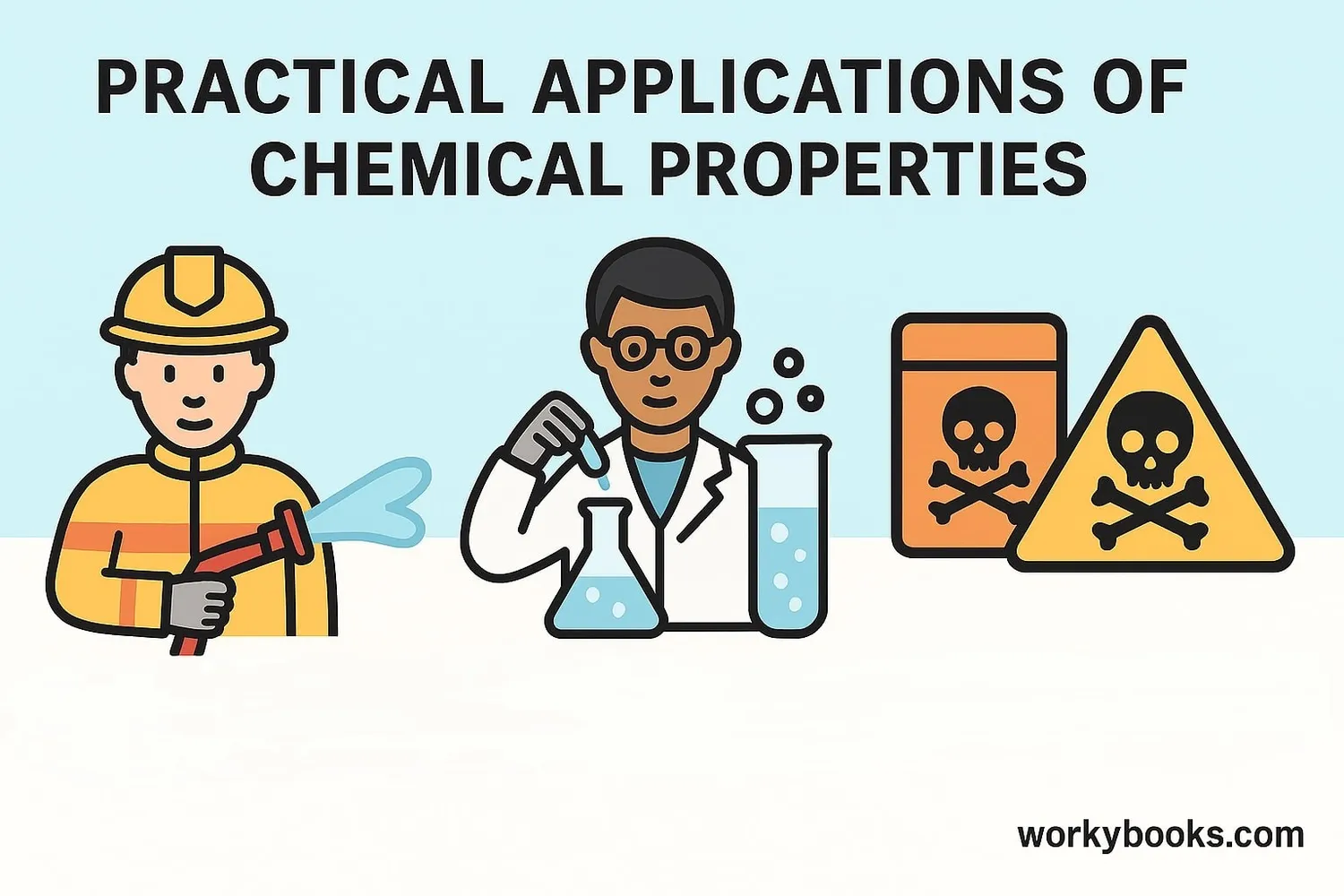 Illustration showing practical applications of chemical properties in daily life
