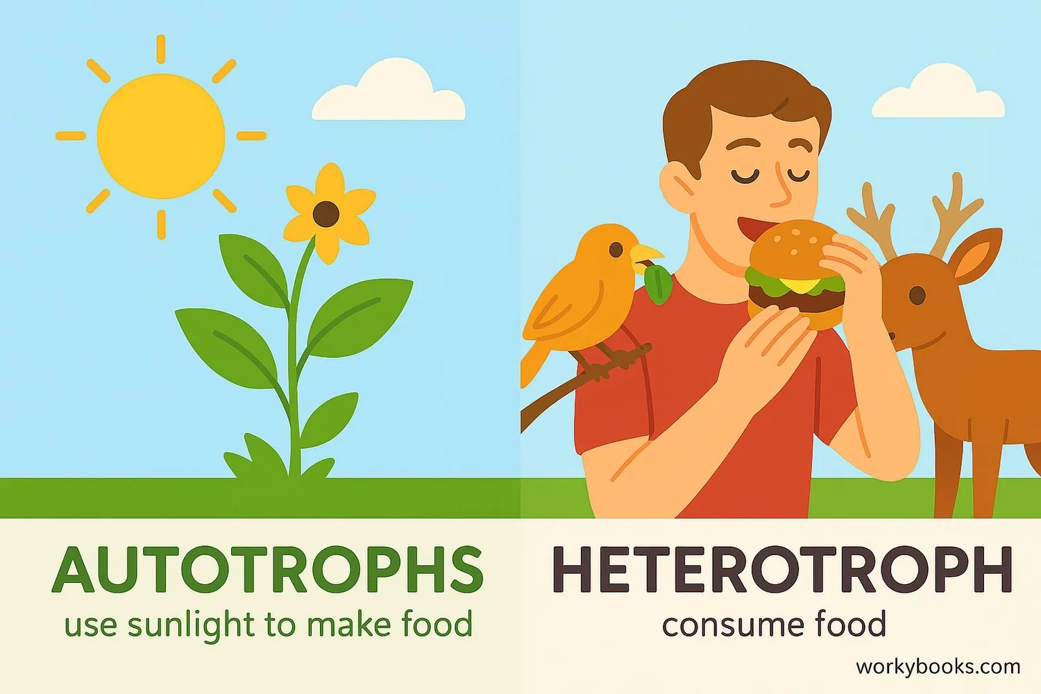 Comparison between heterotrophs and autotrophs