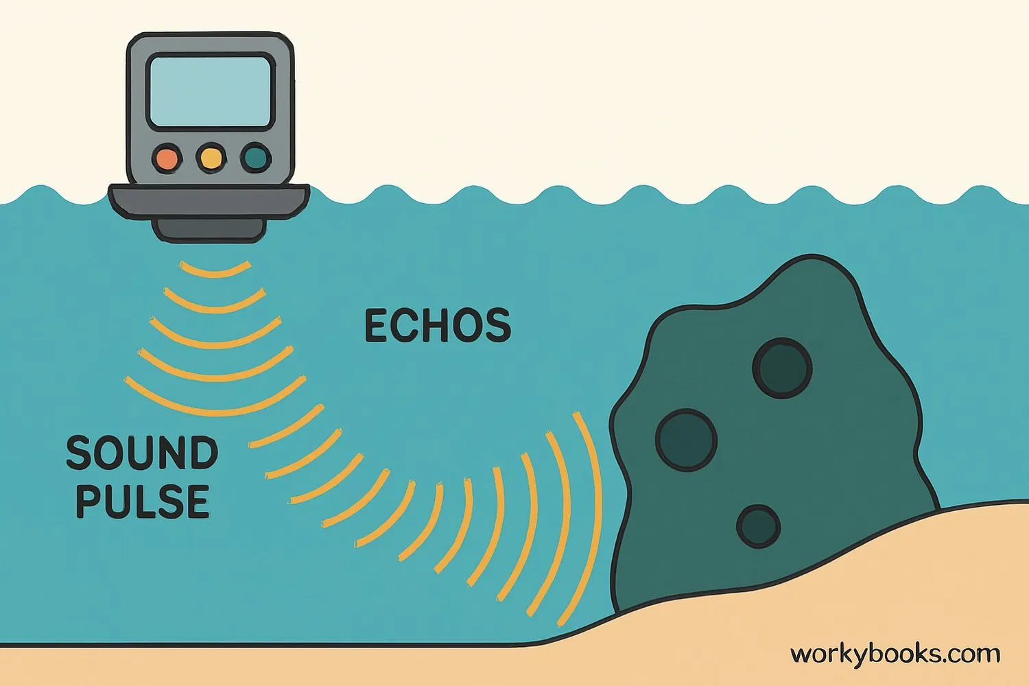 Diagram showing sonar process