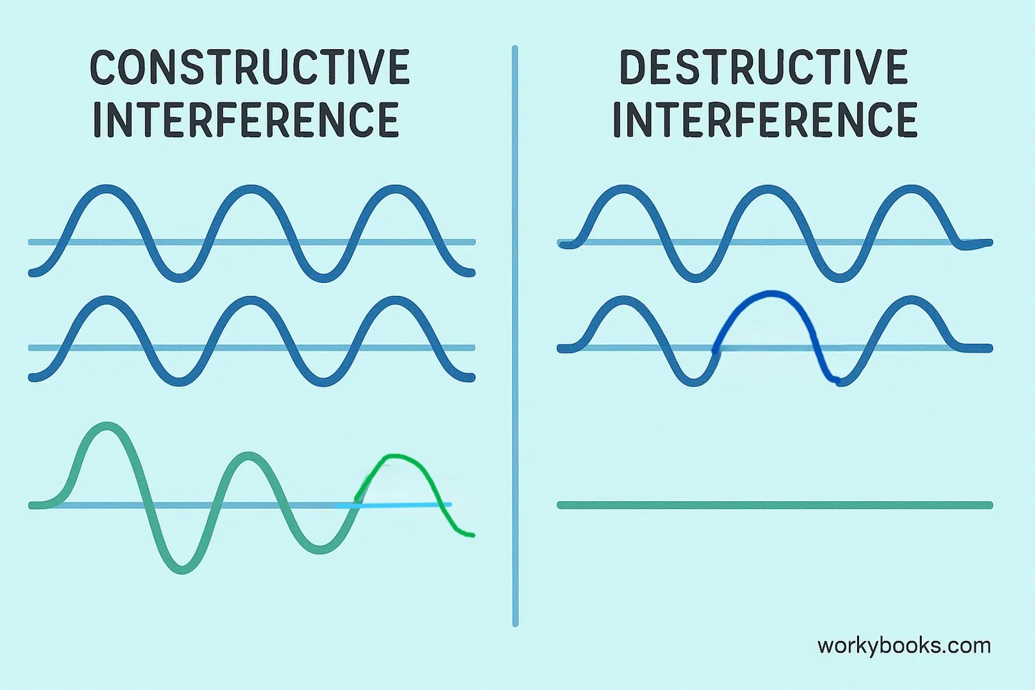 Comparison of constructive and destructive interference