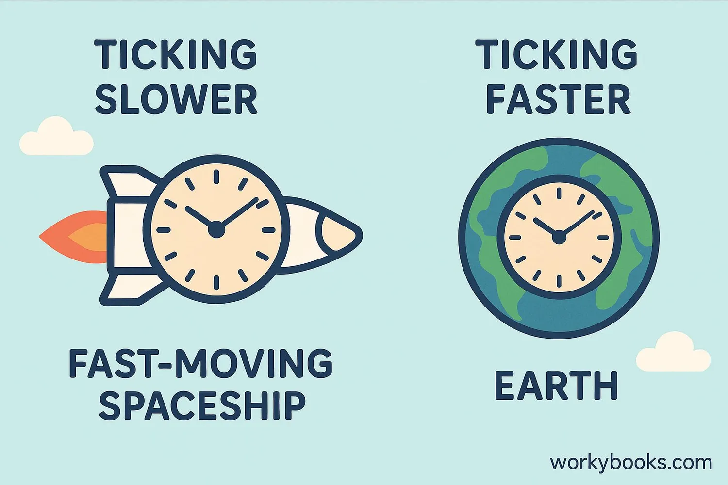 Diagram showing how time dilation works: