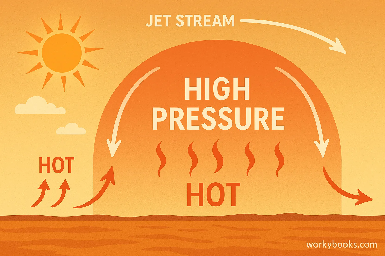 Students view how heatwaves form under a high-pressure dome trapping warm air.