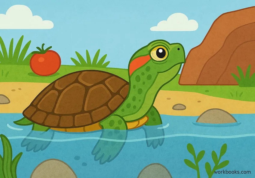 Turtle uses sharp vision underwater and on land to find food and avoid danger.