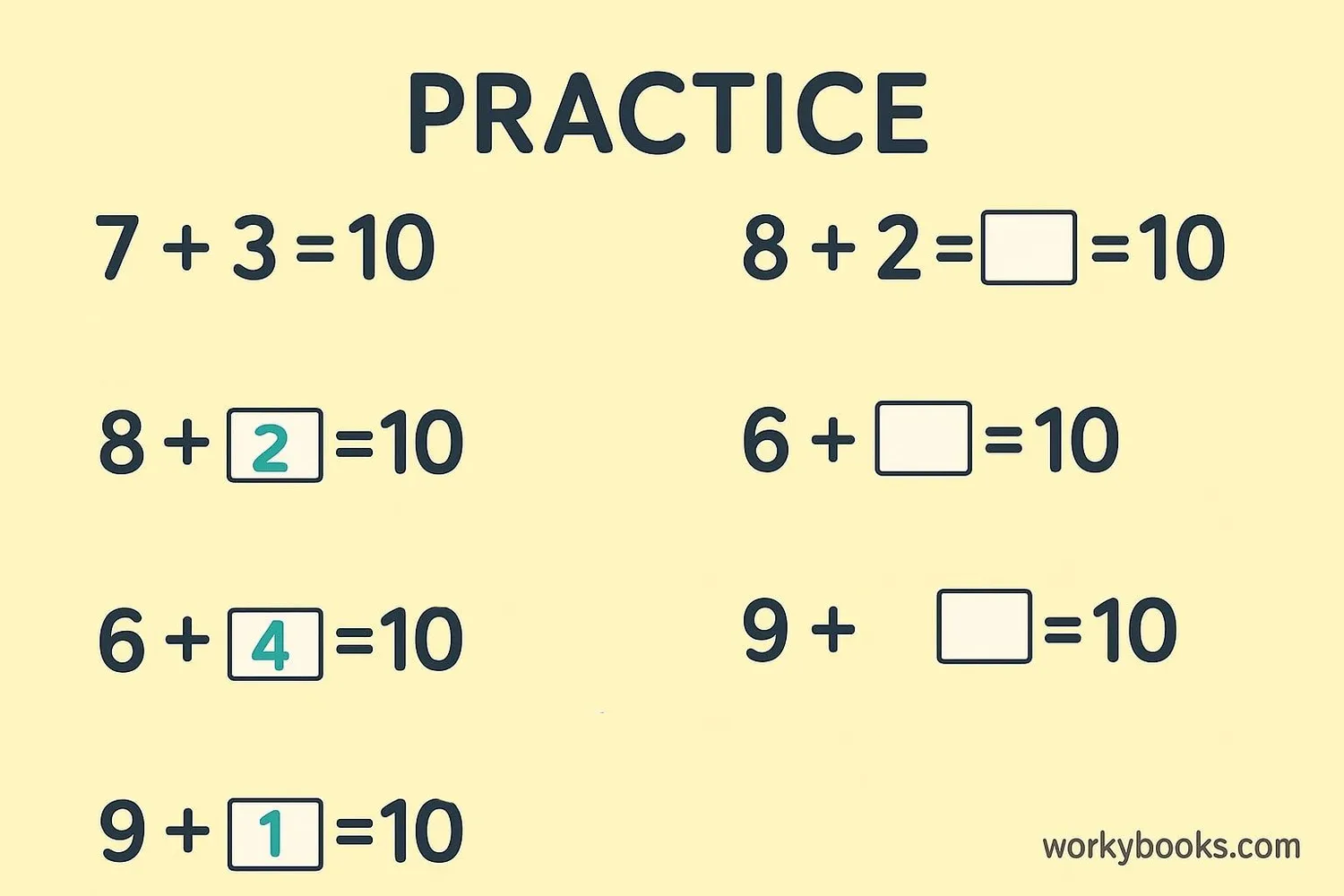 Interactive practice activity for making ten