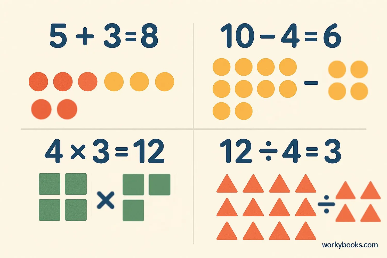Visual examples of basic arithmetic