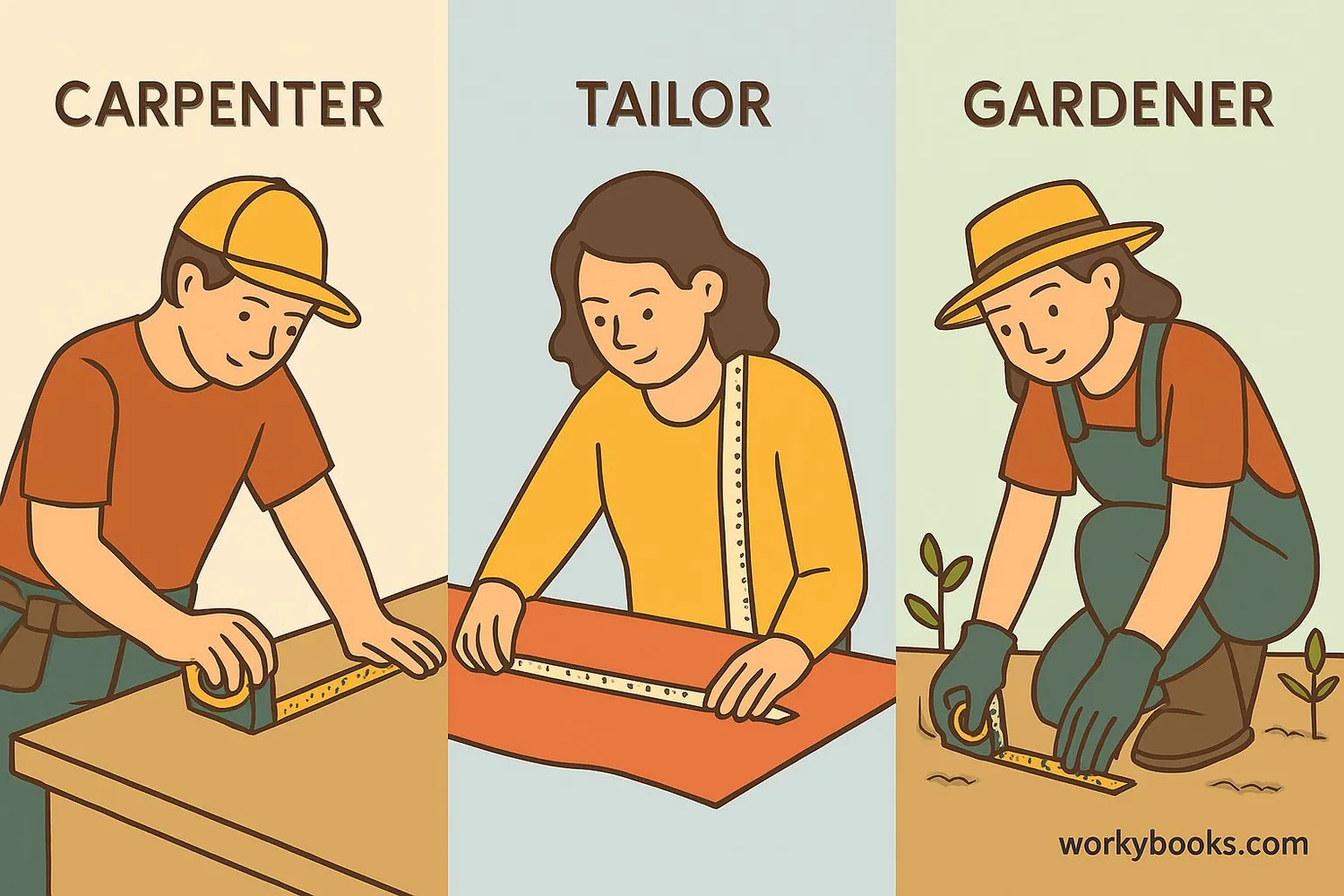 People using measuring tapes in various real-world situations