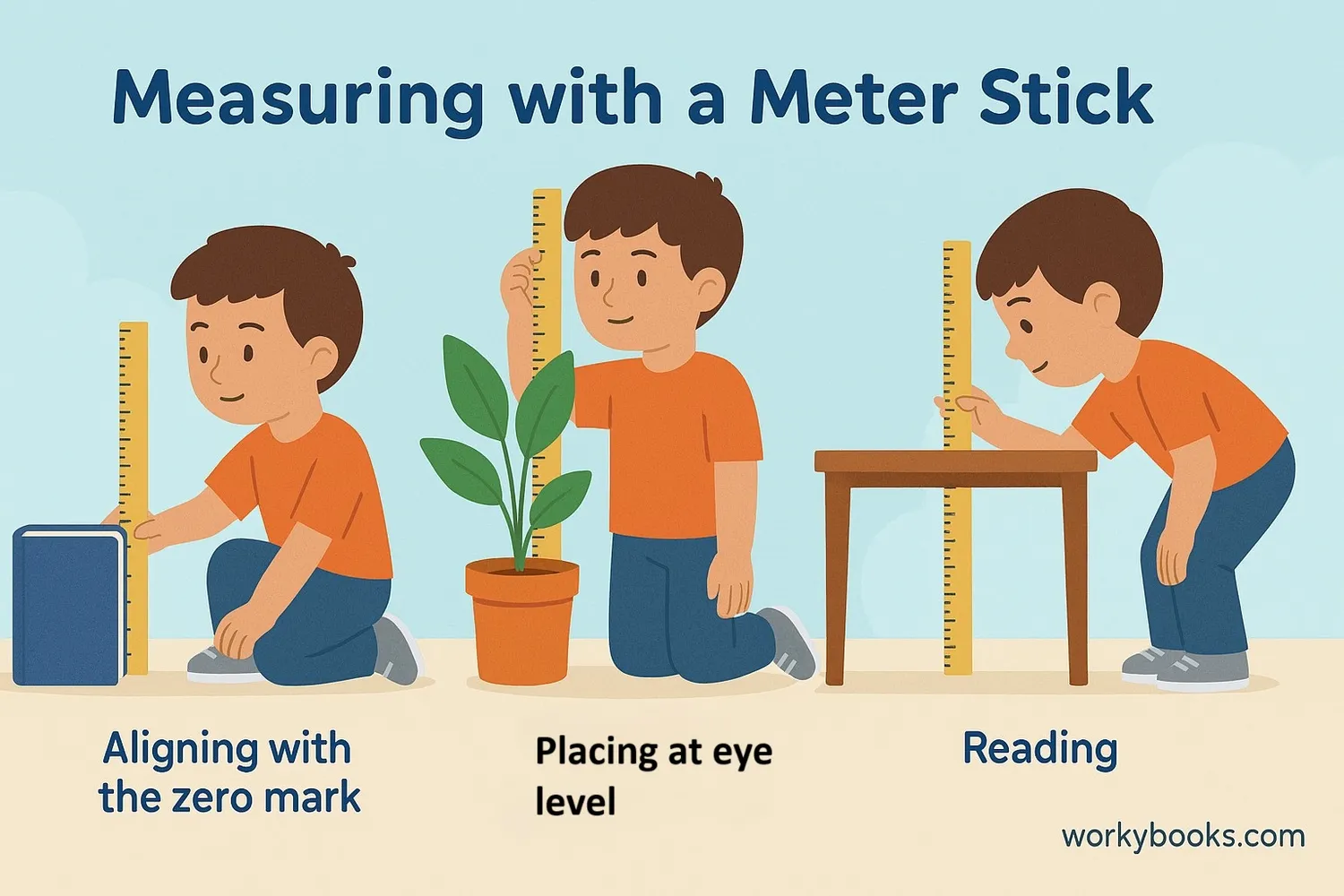 Measuring length correctly using a meter stick
