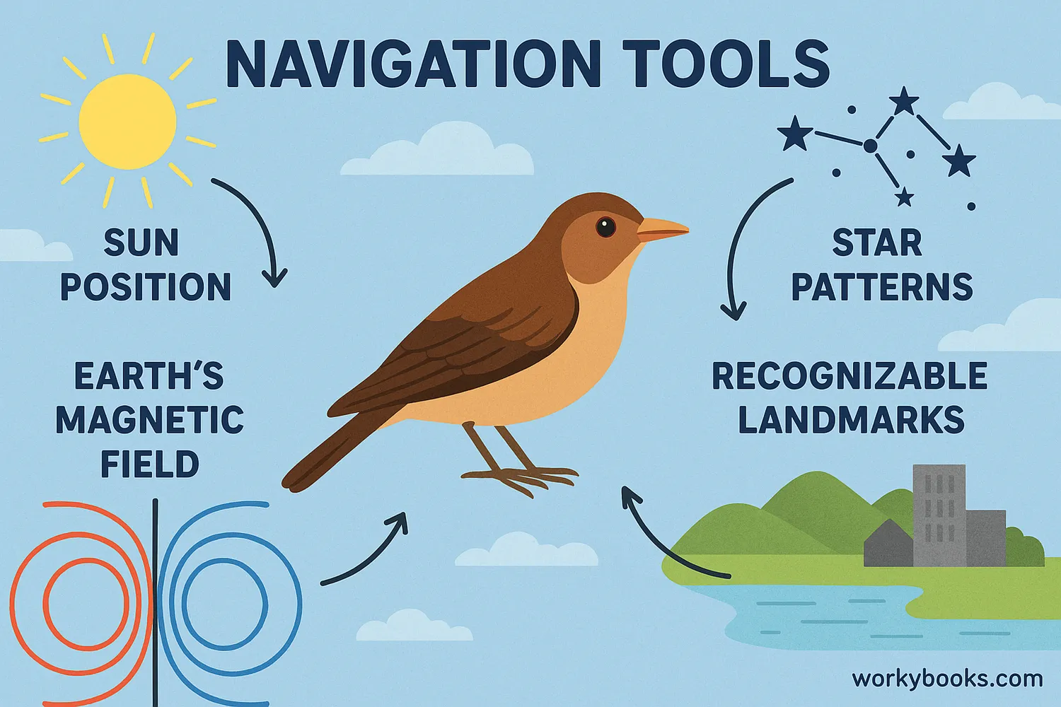 Bird navigation methods during migration