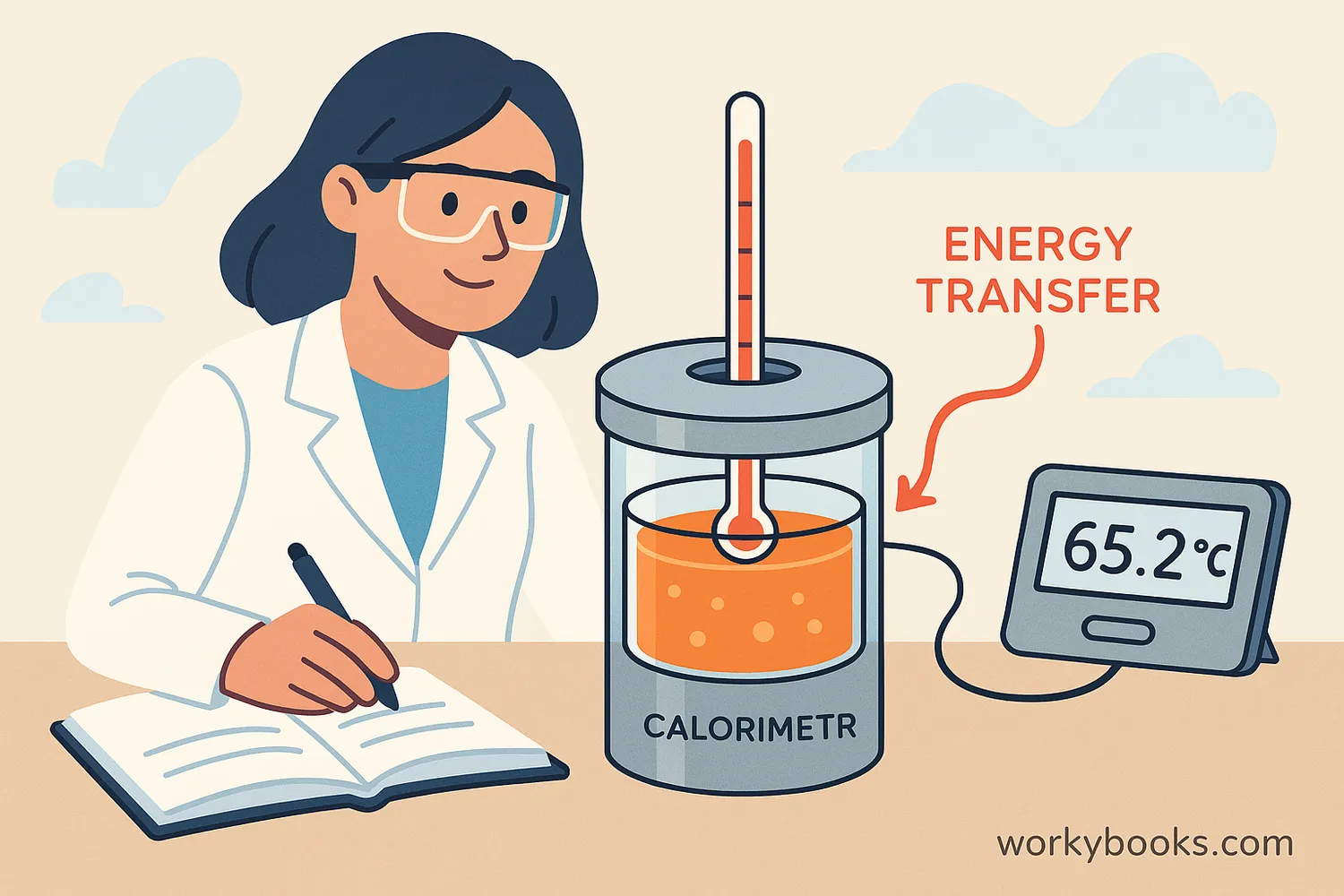 Illustration showing the basic concept of calorimetry