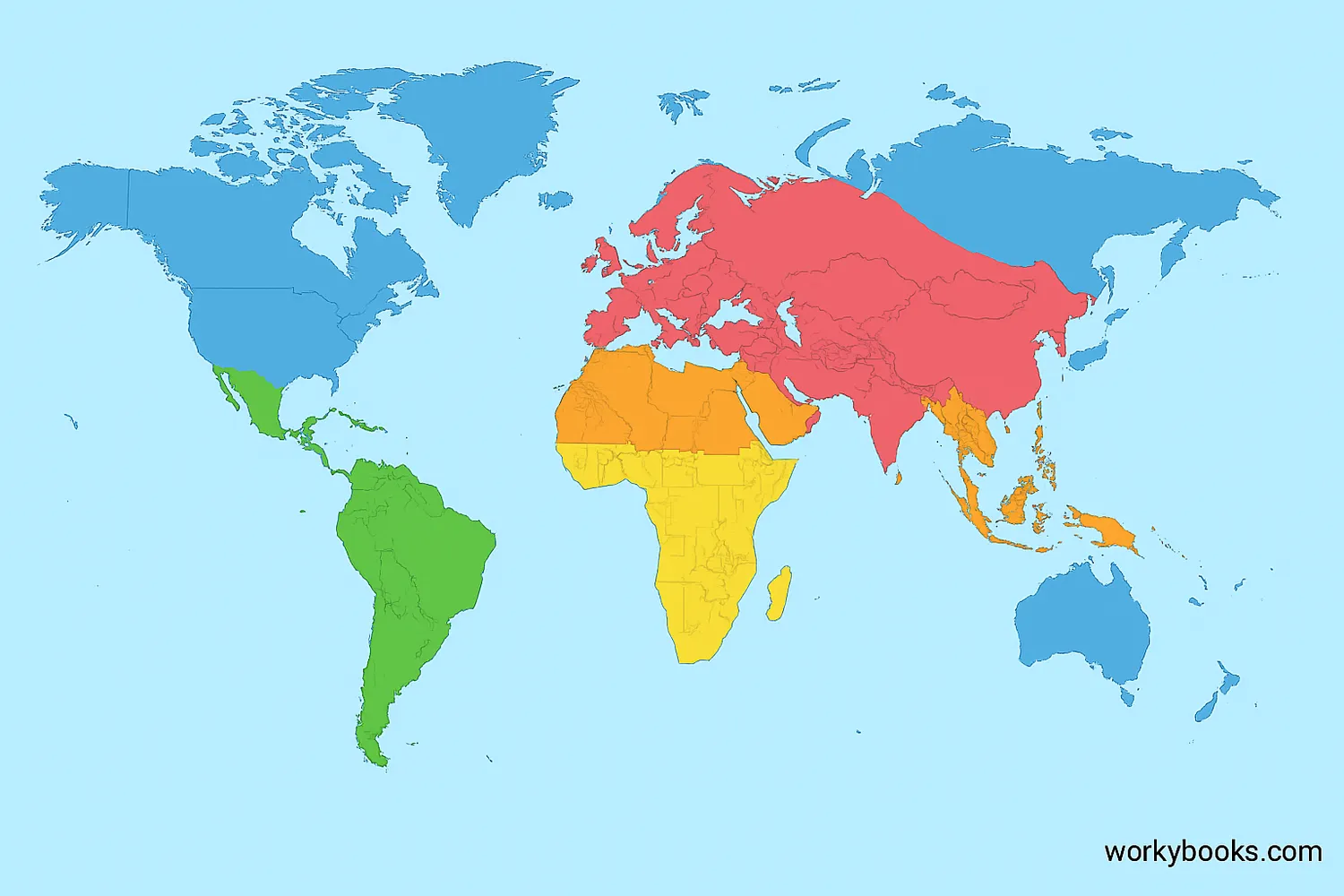 World climate zones map showing different regions with distinct climate patterns