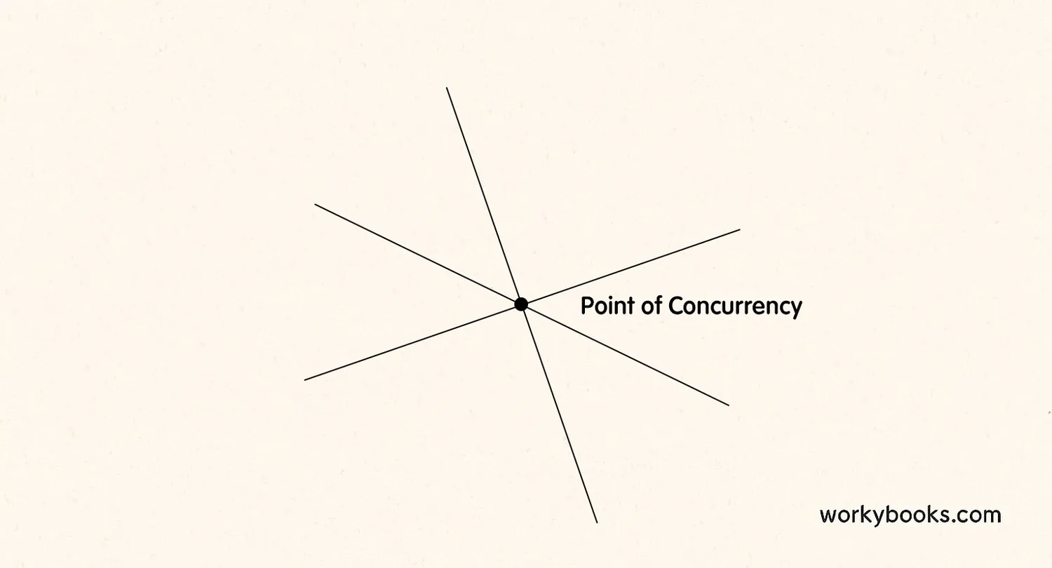 Three lines intersecting at a single point with the label