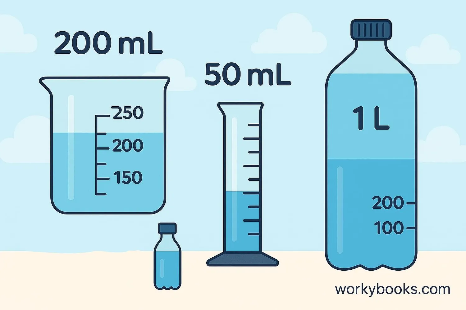 Visual comparison of different metric volume units