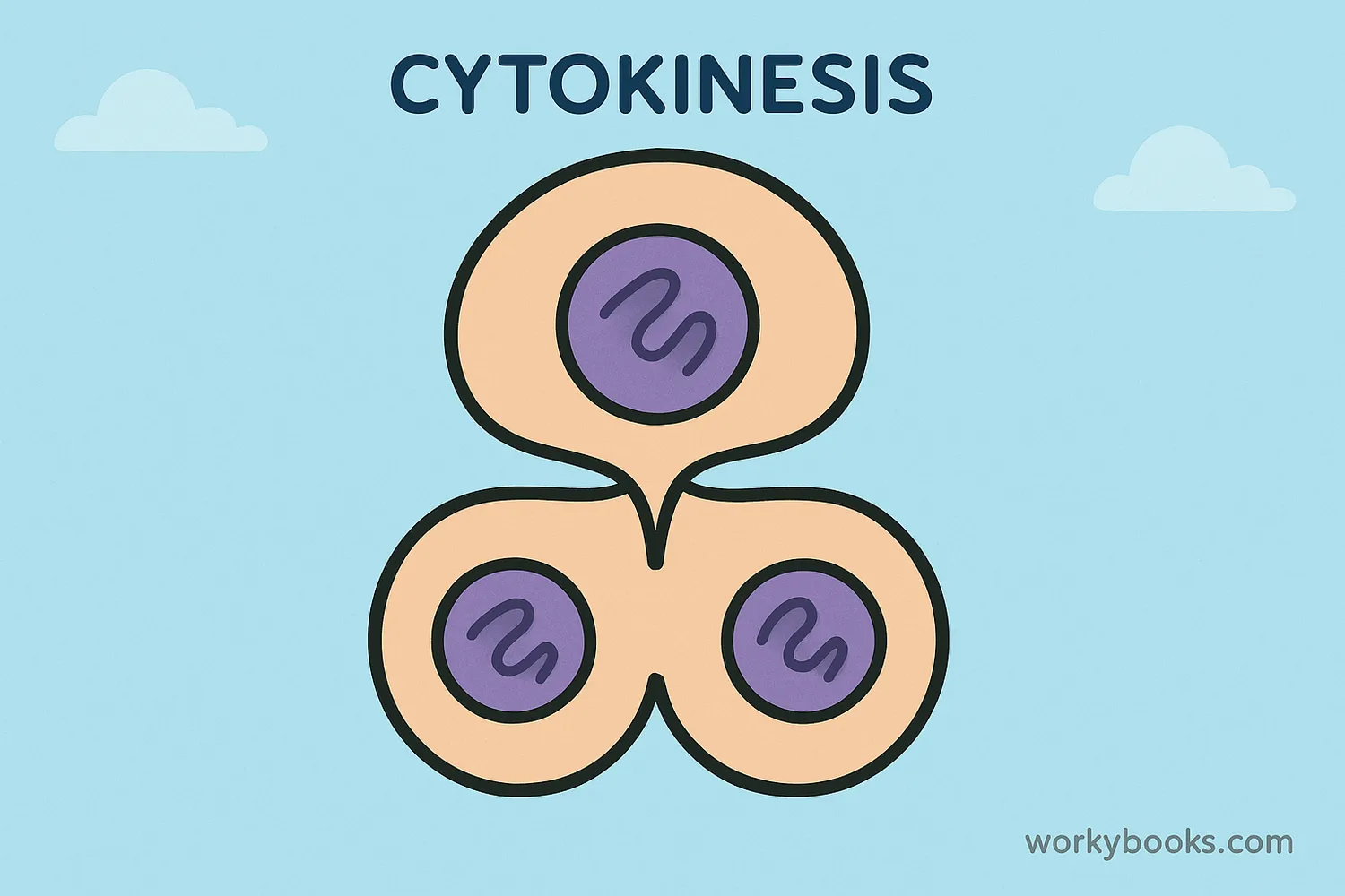 Illustration of cytokinesis completing cell division