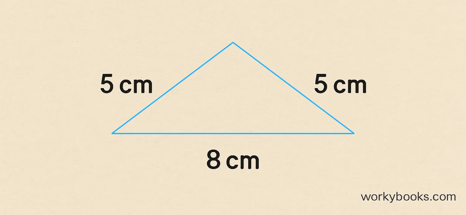 Isosceles triangle with sides 5cm, 5cm, and 8cm