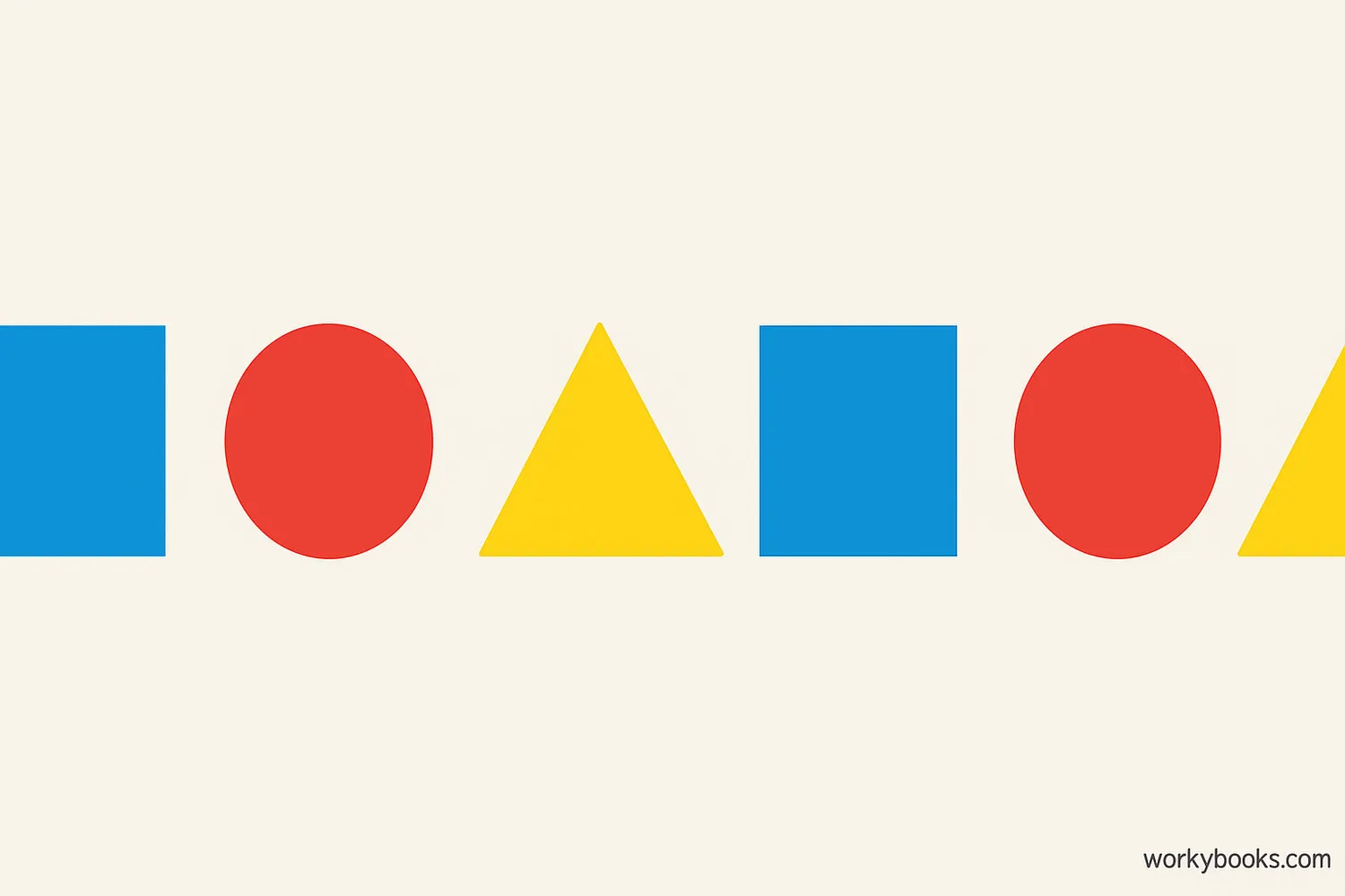 Visual pattern of colored shapes that repeat every 4 elements