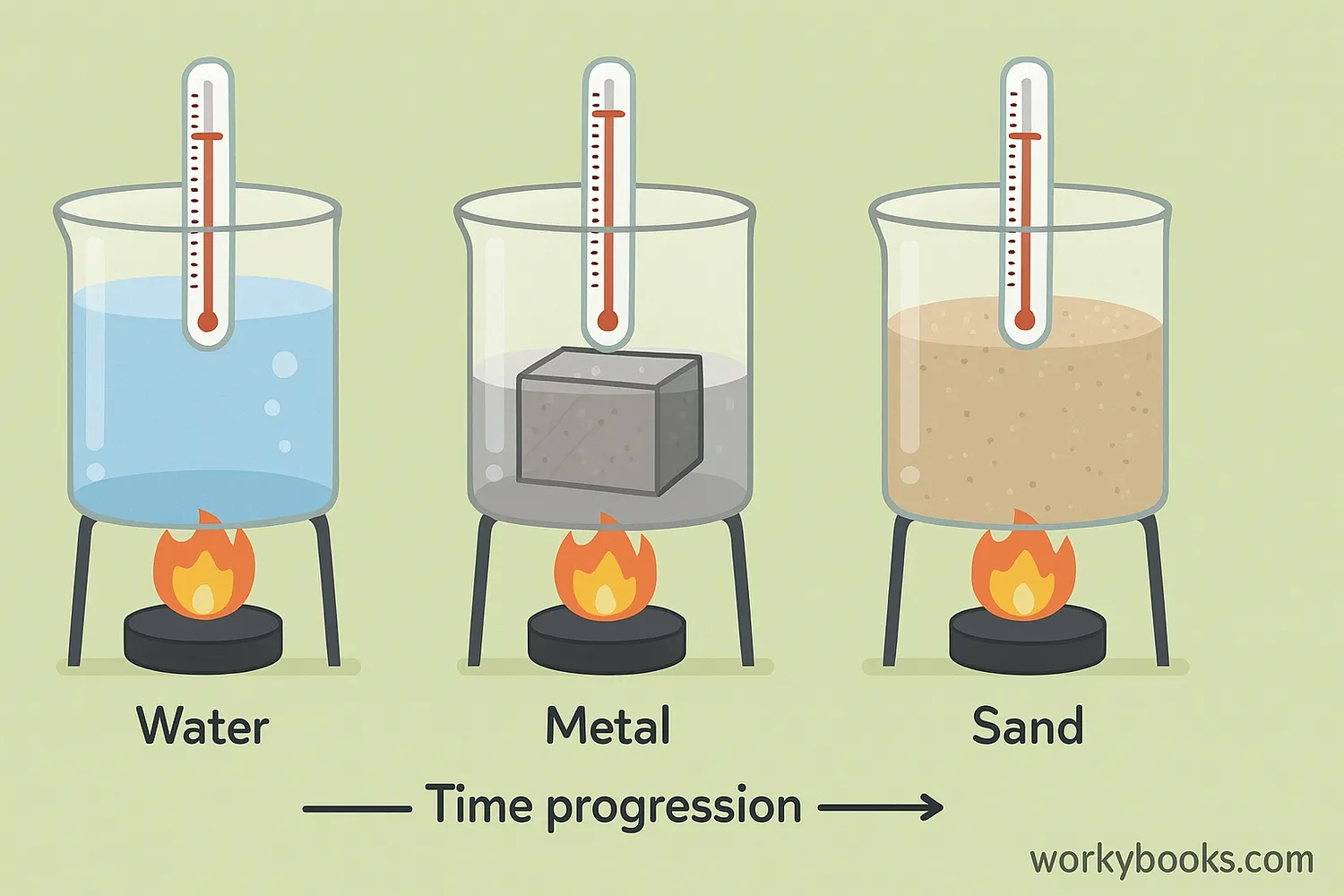 Comparison of different materials heating at different rates