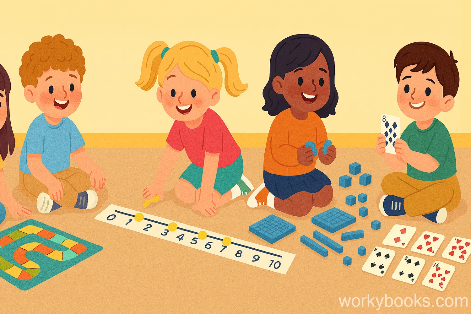Children playing math games that develop number sense