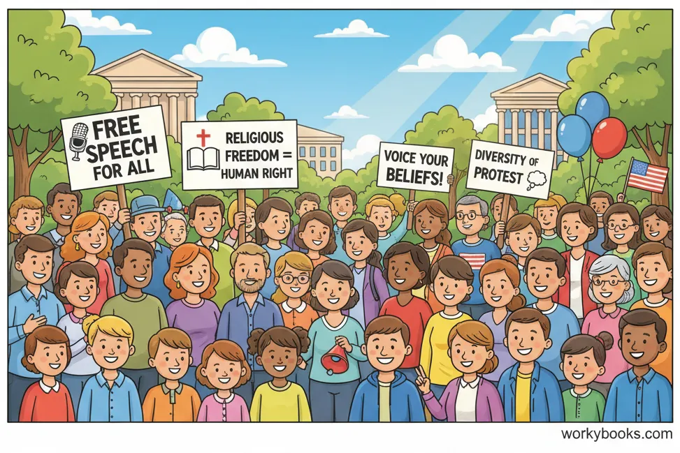 People peacefully protesting and expressing their opinions