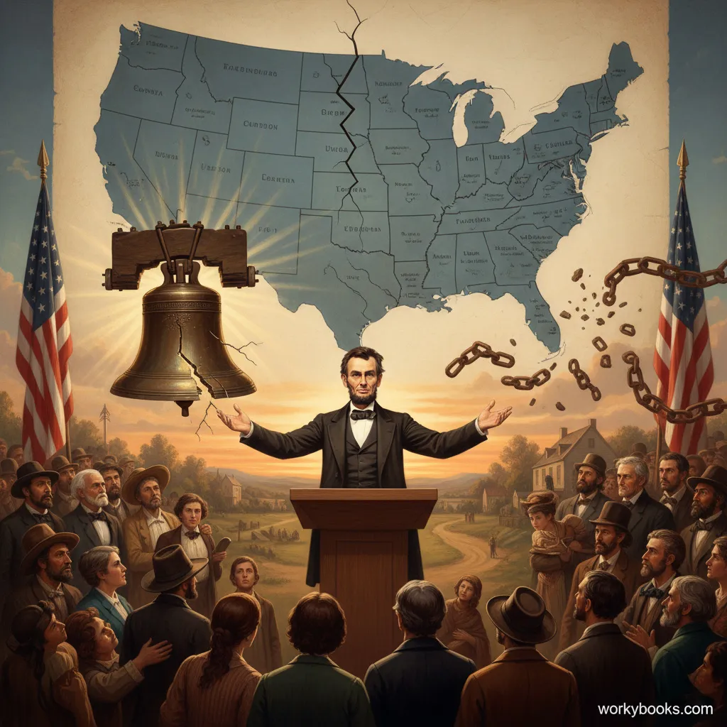 Abraham Lincoln giving a speech about preserving the Union