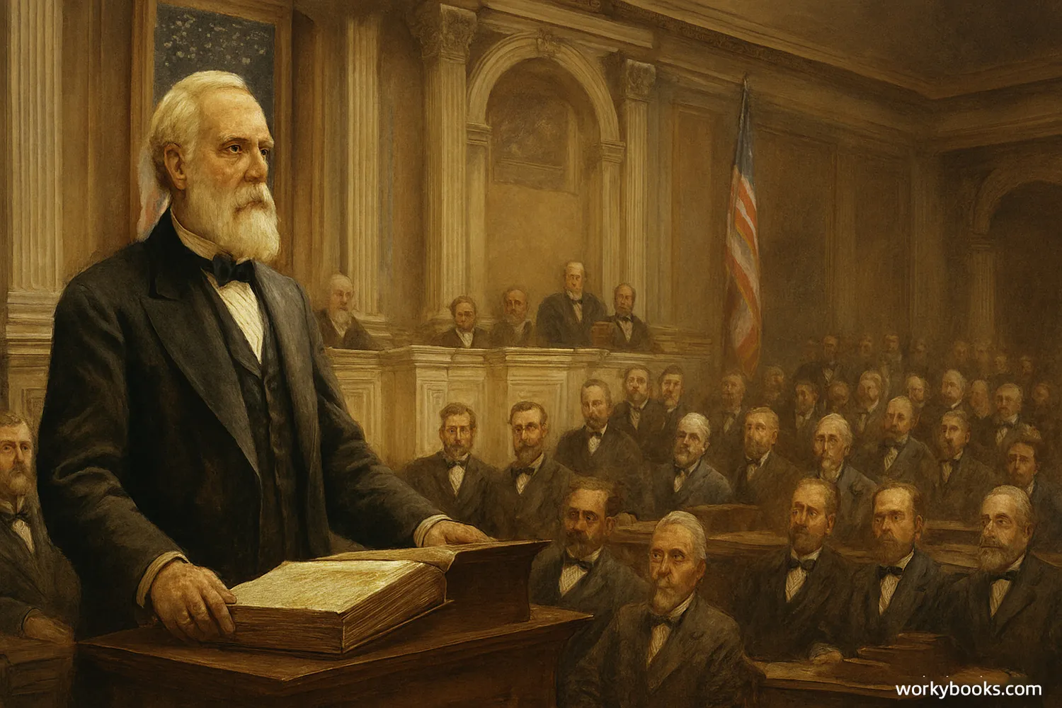 Senator Henry Dawes presenting the Dawes Act to Congress